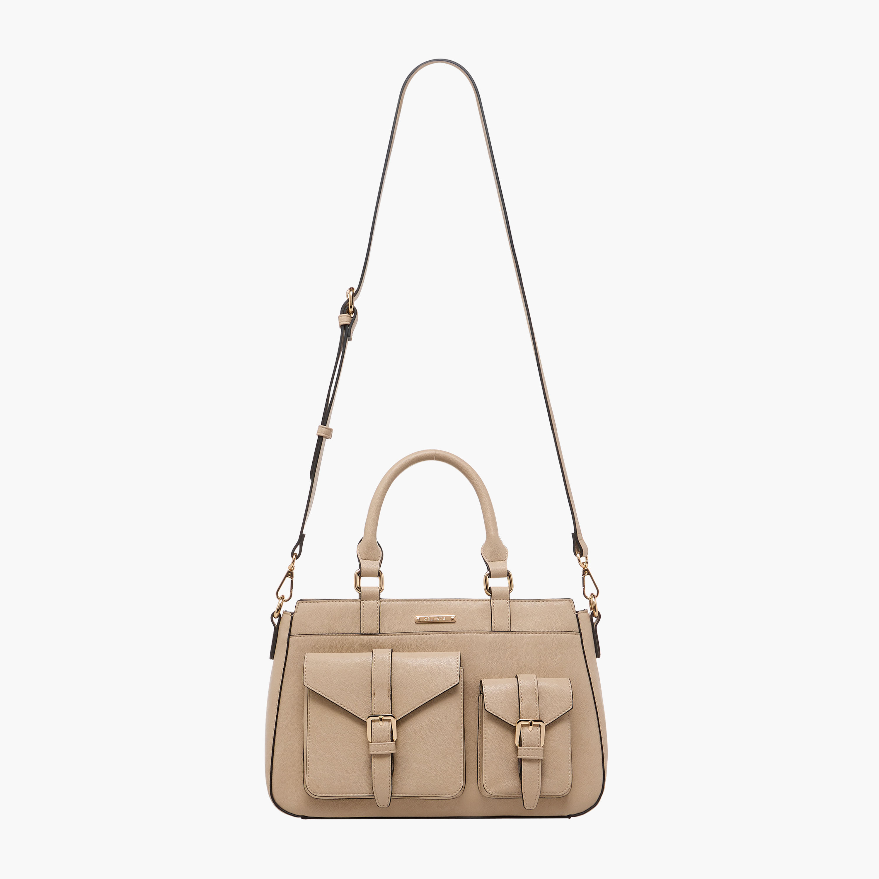 Celeste Solid Tote Bag with Detachable Strap and Zip Closure-women-bagsandwallets-handbags-image-4
