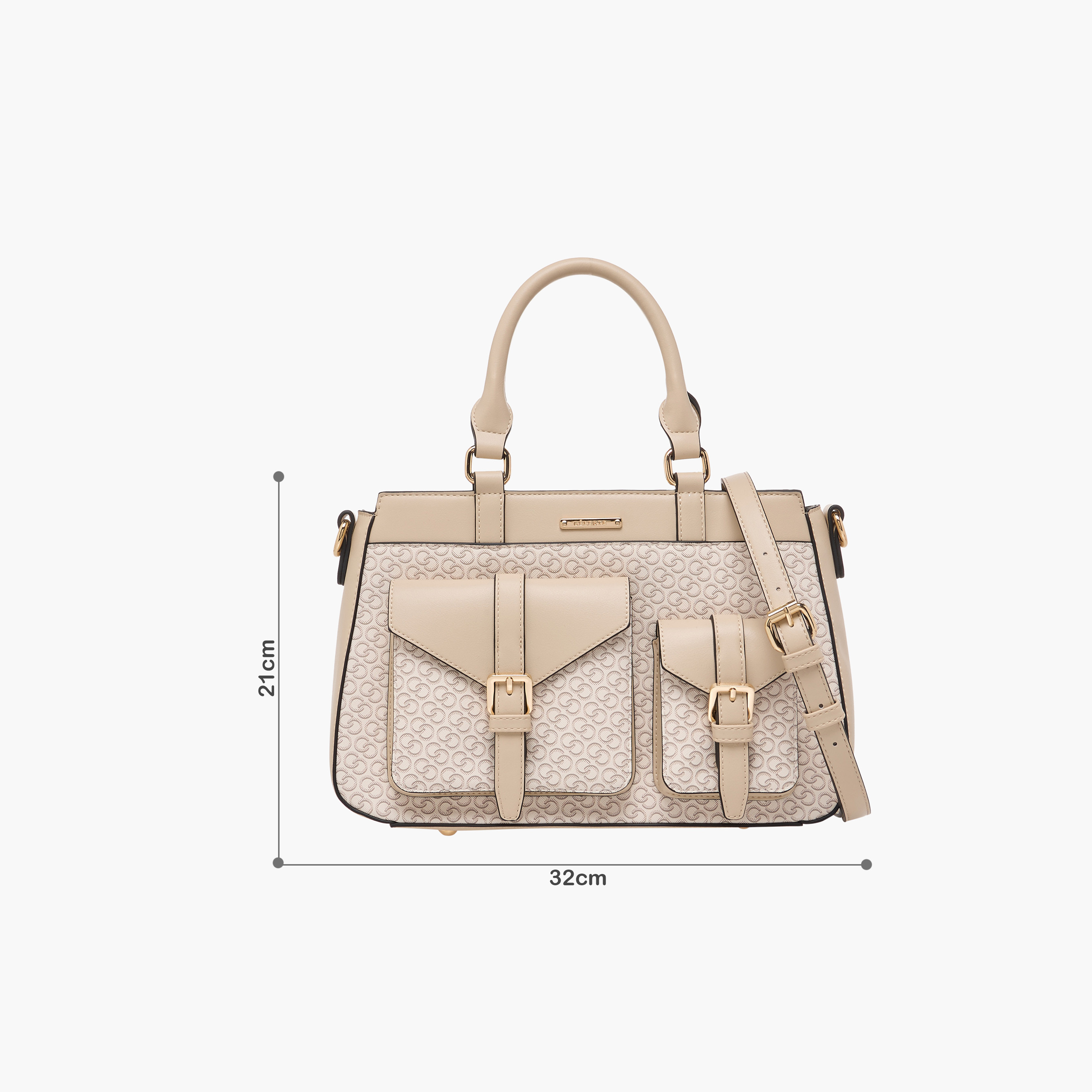 Celeste Monogram Print Tote Bag with Detachable Strap and Zip Closure-women-bagsandwallets-handbags-image-2