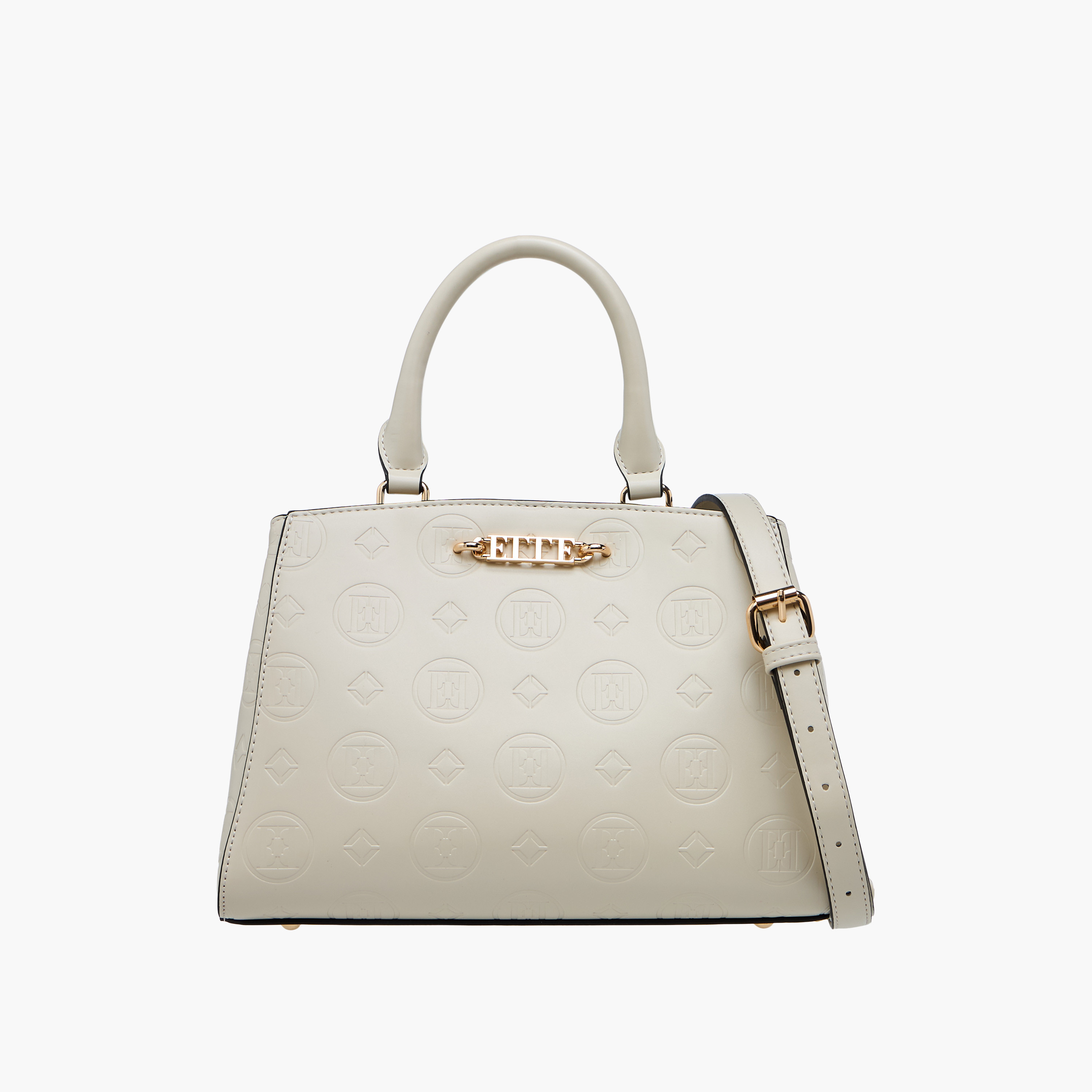 Elle Monogram Embossed Tote Bag with Double Handle-women-bagsandwallets-handbags-image-1