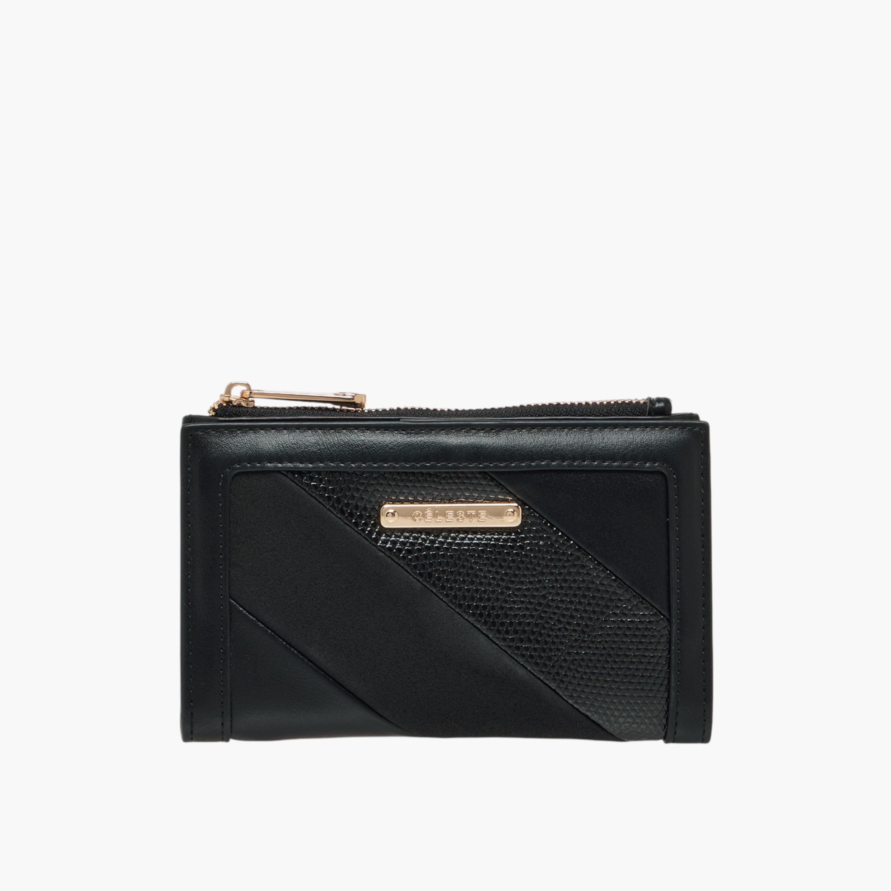 محفظة بارزة الملمس بطية ثنائية مع زر إغلاق مغناطيسي من سيليست-women-bagsandwallets-wallets-image-1