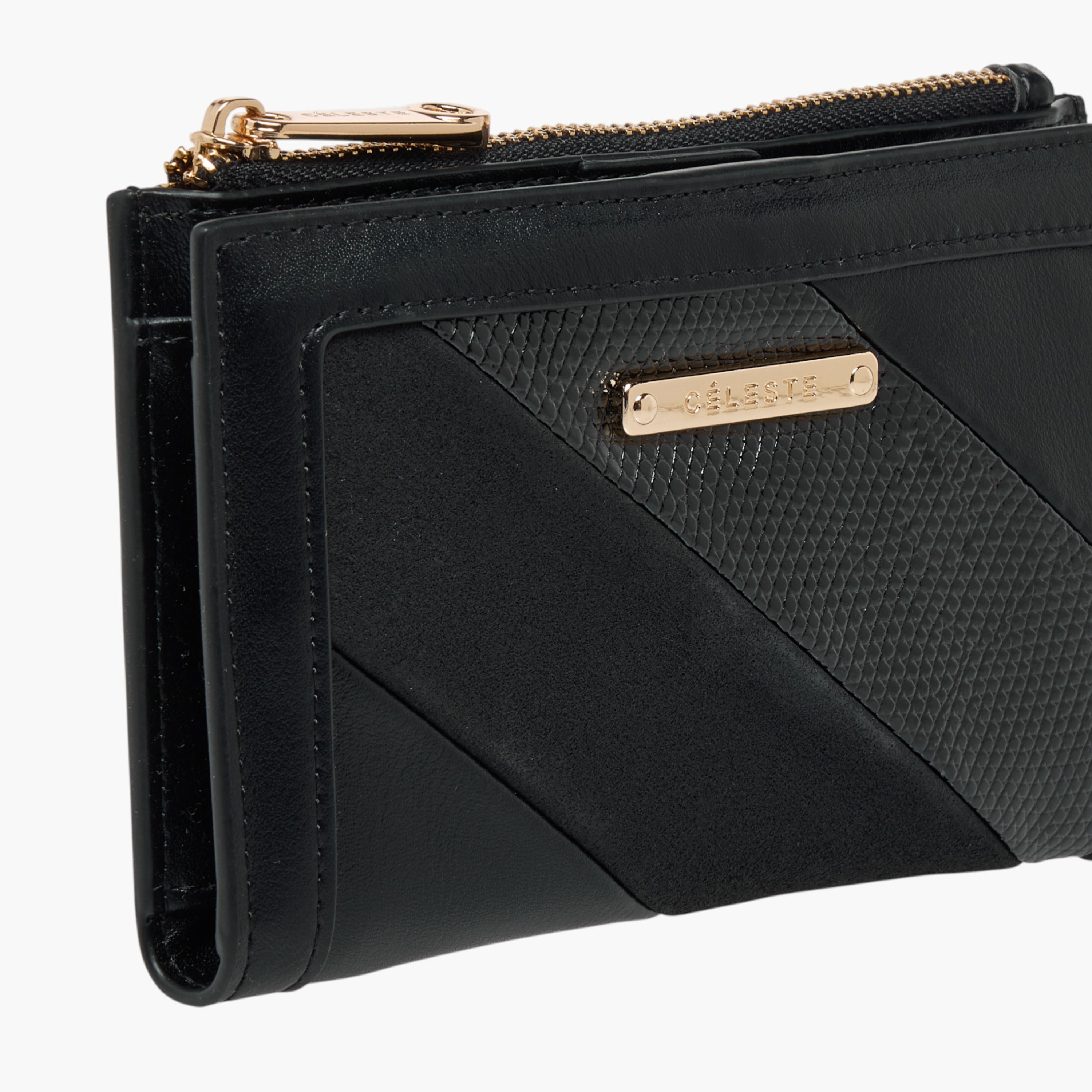 محفظة بارزة الملمس بطية ثنائية مع زر إغلاق مغناطيسي من سيليست-women-bagsandwallets-wallets-image-3