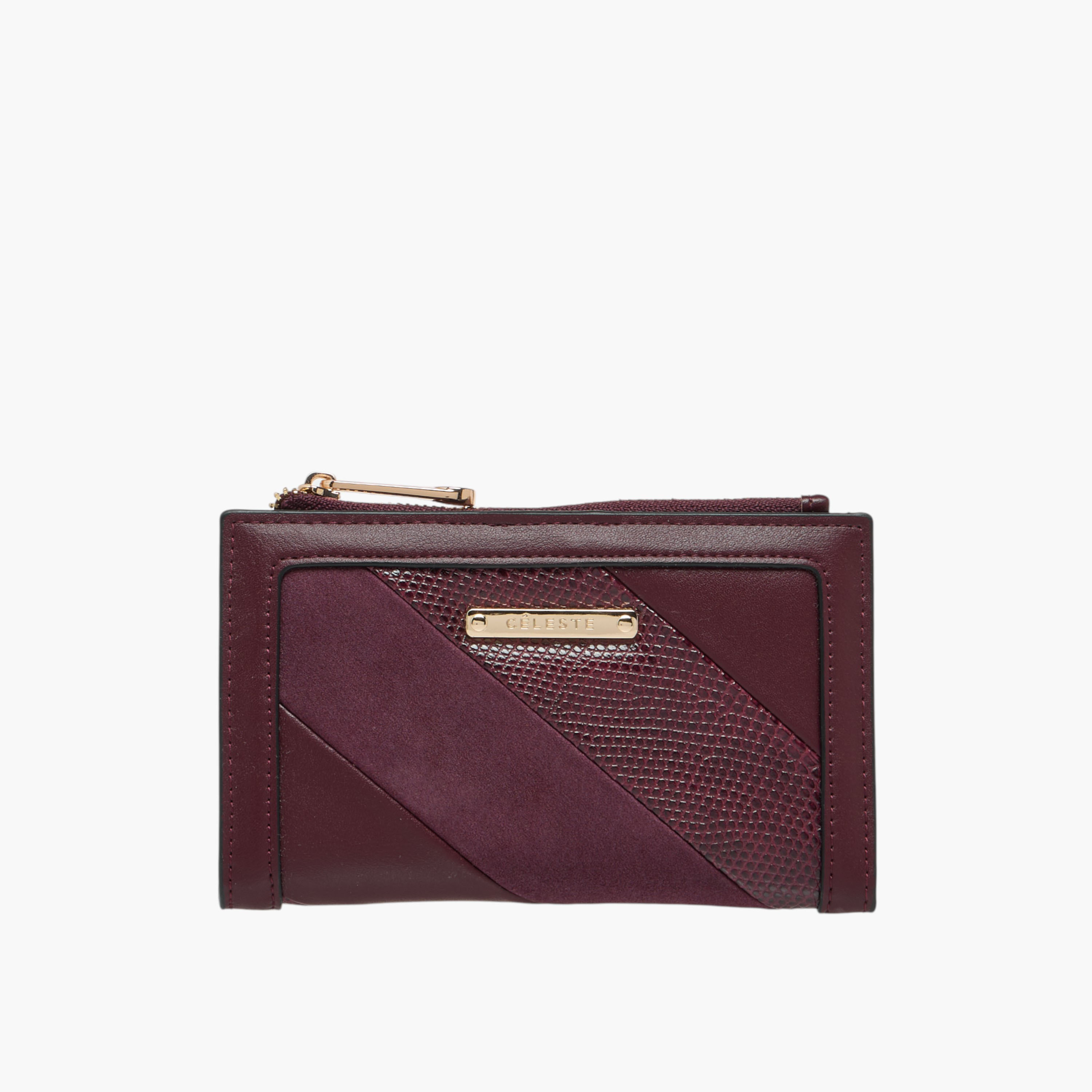 محفظة بارزة الملمس بطية ثنائية مع زر إغلاق مغناطيسي من سيليست-women-bagsandwallets-wallets-image-1