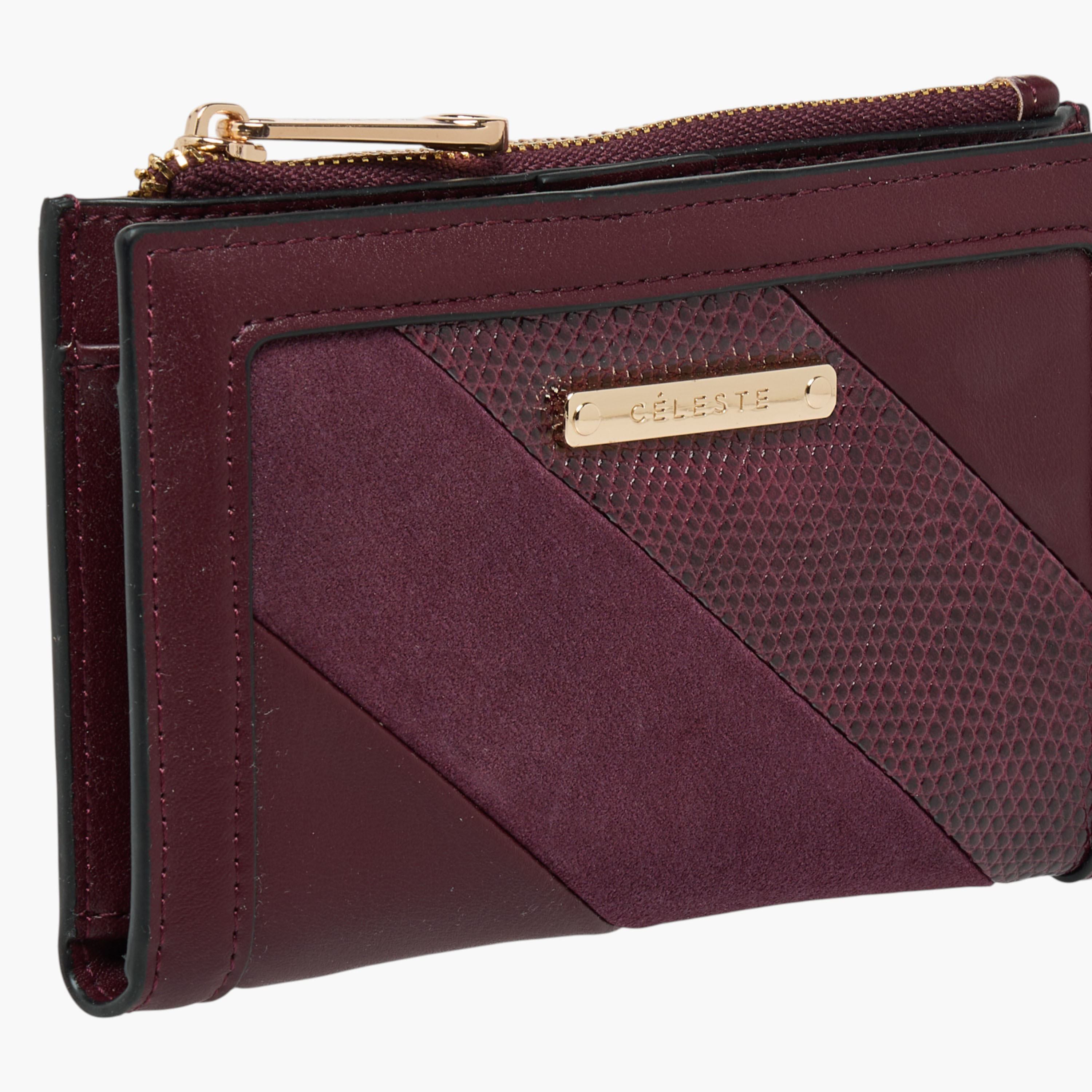 محفظة بارزة الملمس بطية ثنائية مع زر إغلاق مغناطيسي من سيليست-women-bagsandwallets-wallets-image-3