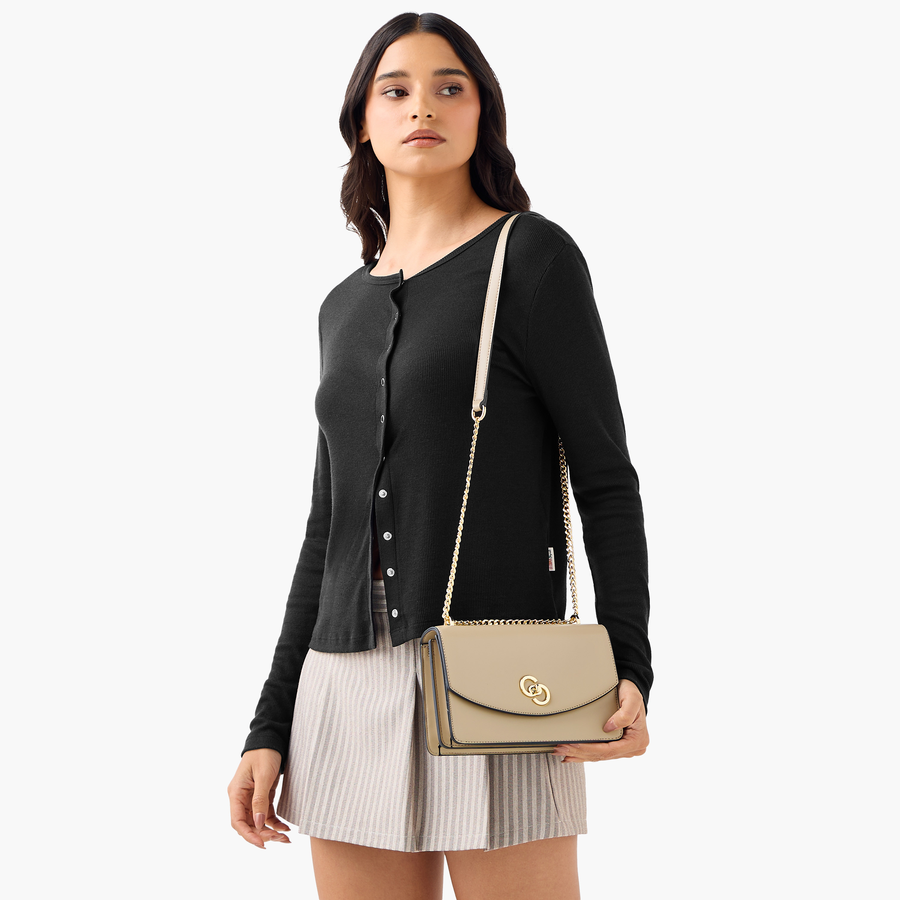 Celeste Solid Crossbody Bag with Chain Strap and Twist Lock Closure-women-bagsandwallets-handbags-image-8