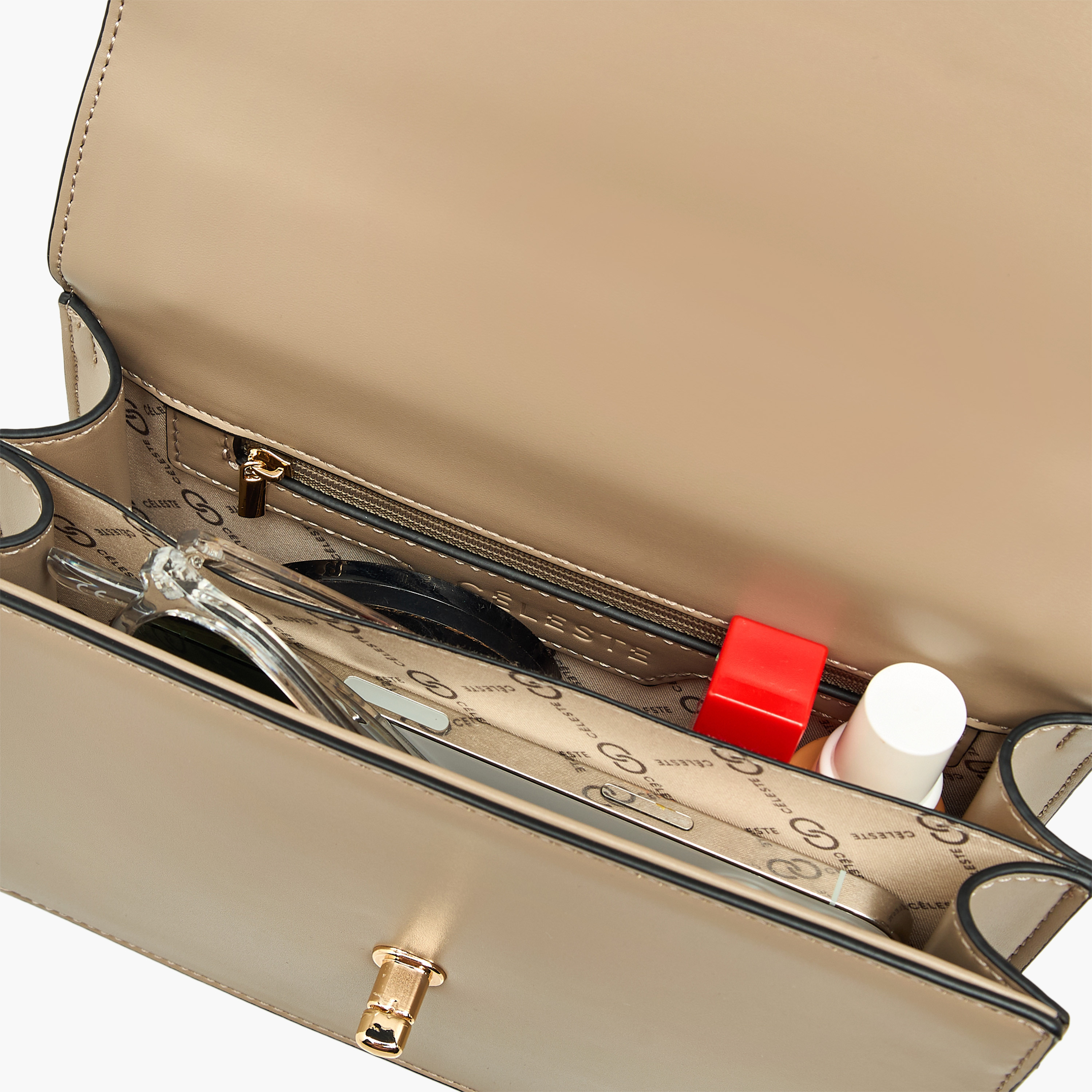 Celeste Solid Crossbody Bag with Chain Strap and Twist Lock Closure-women-bagsandwallets-handbags-image-9