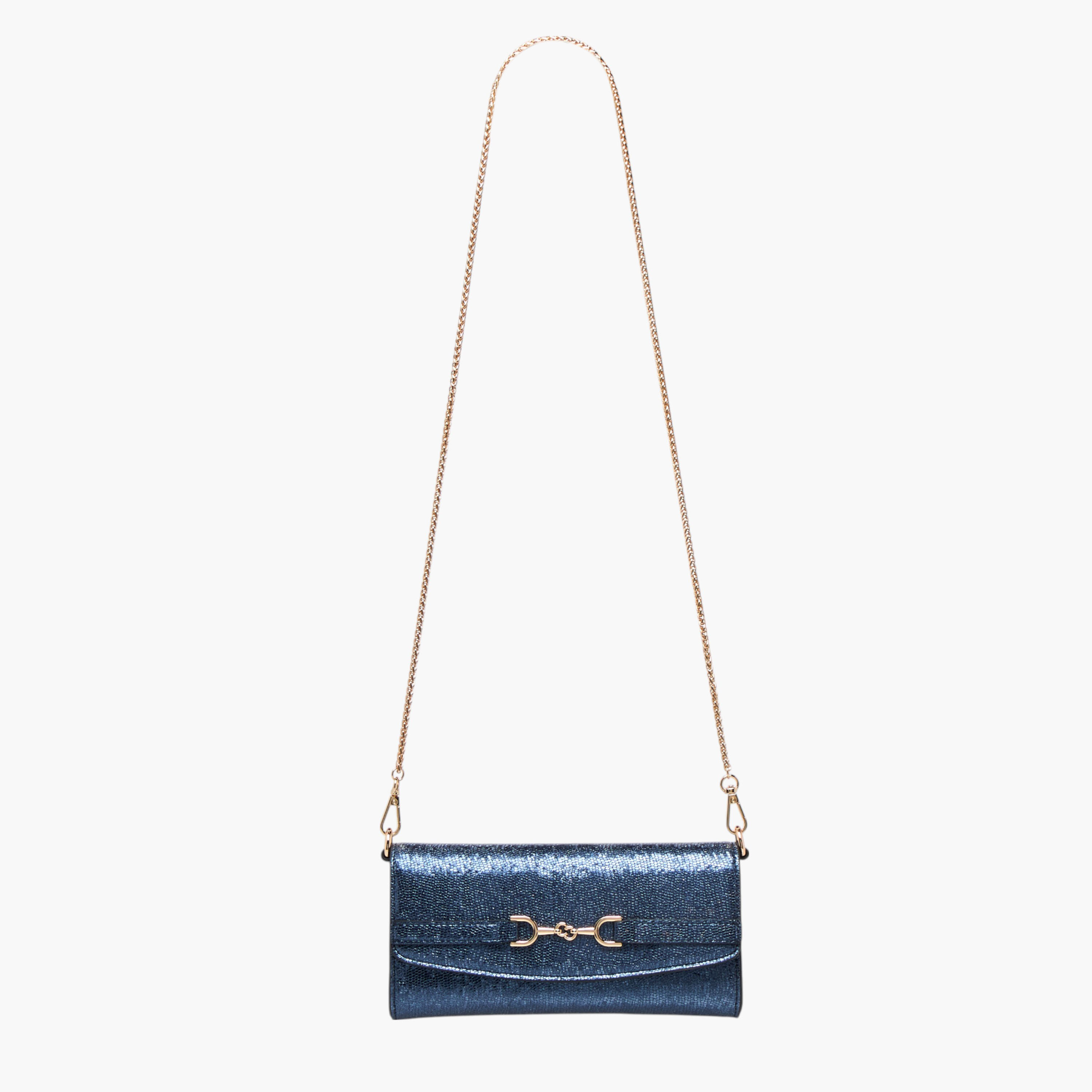 Celeste Metallic Textured Crossbody Bag with Chain Strap and Button Closure-women-bagsandwallets-handbags-image-3