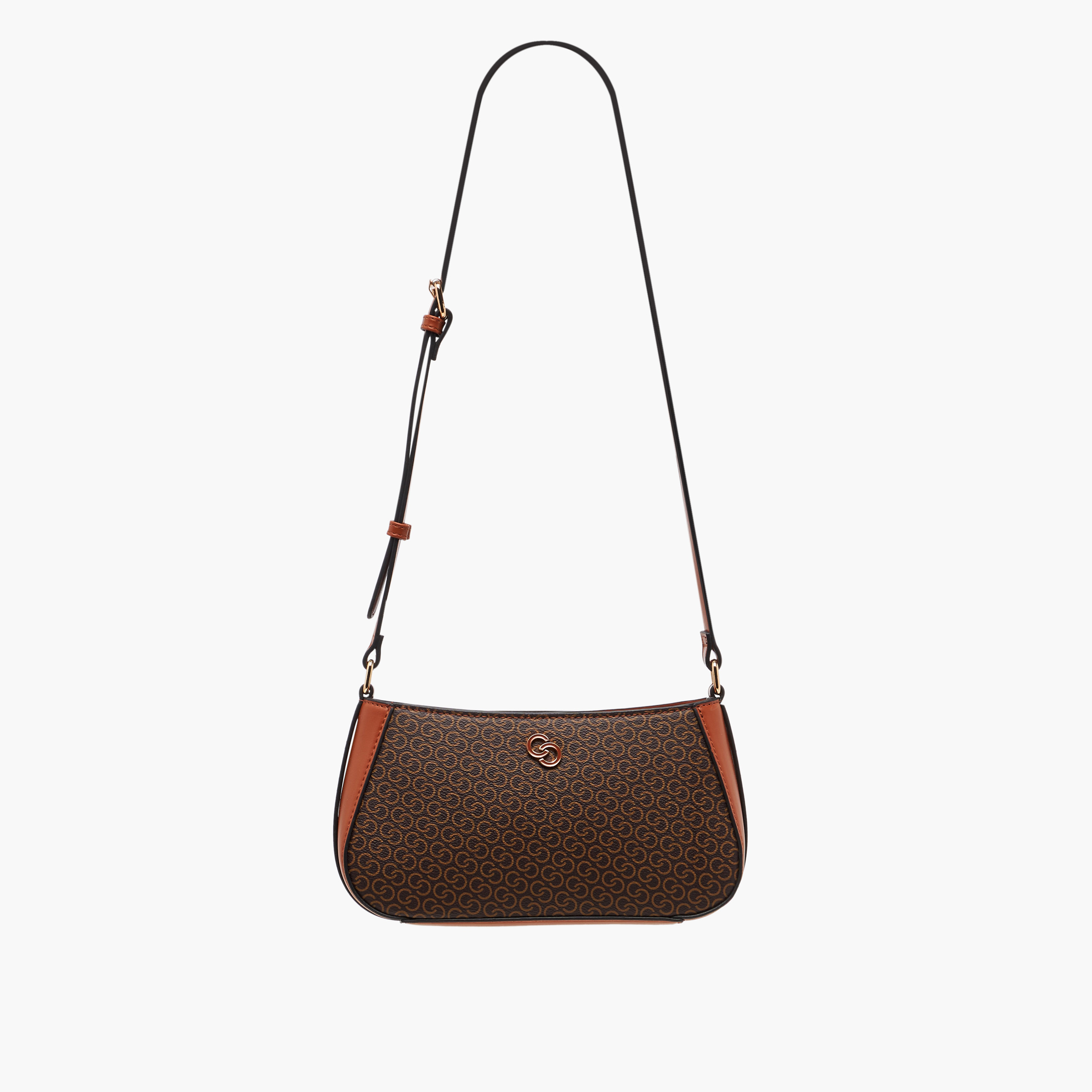 Celeste Monogram Print Shoulder Bag with Adjustable Strap and Zip Closure-women-bagsandwallets-handbags-image-1