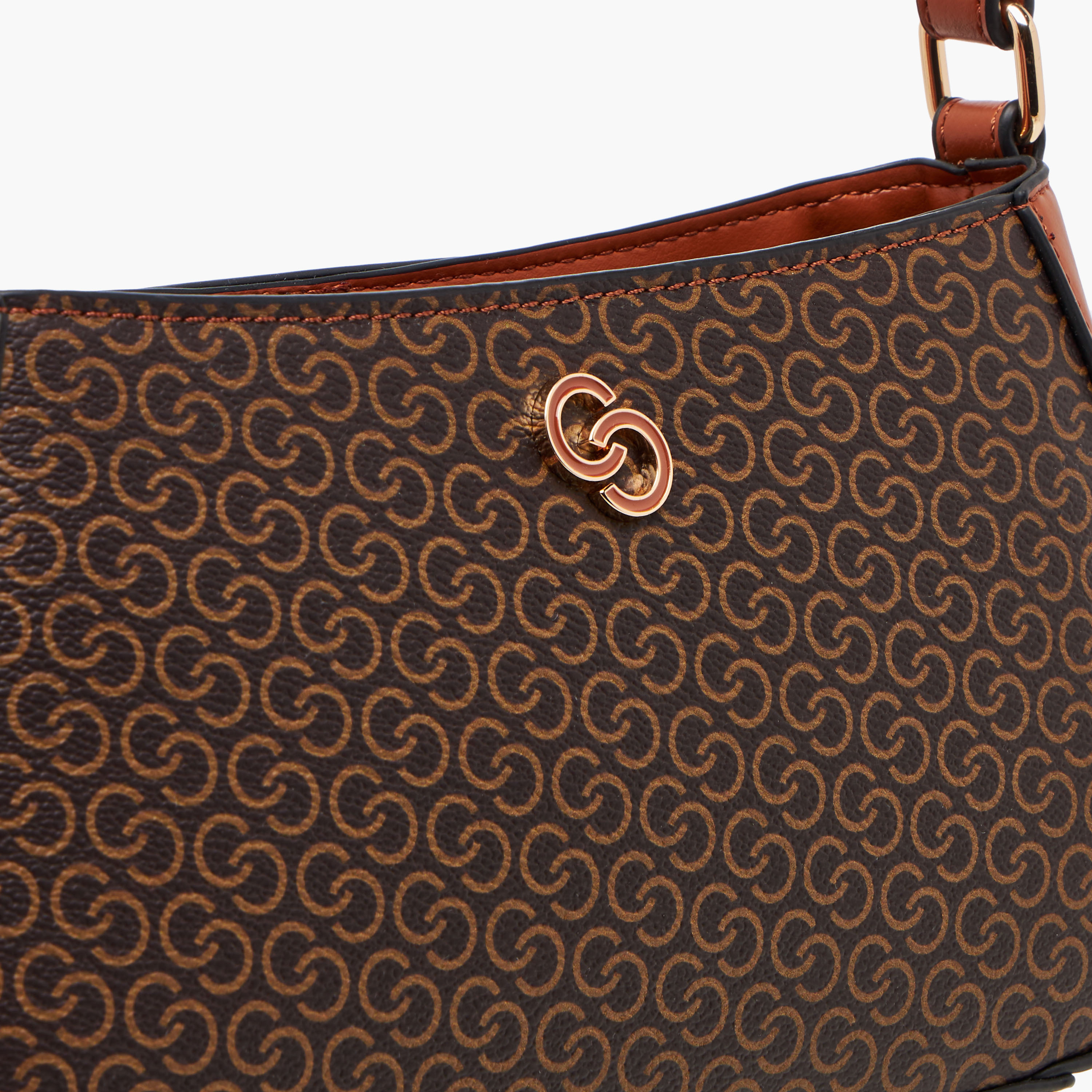 Celeste Monogram Print Shoulder Bag with Adjustable Strap and Zip Closure-women-bagsandwallets-handbags-image-5