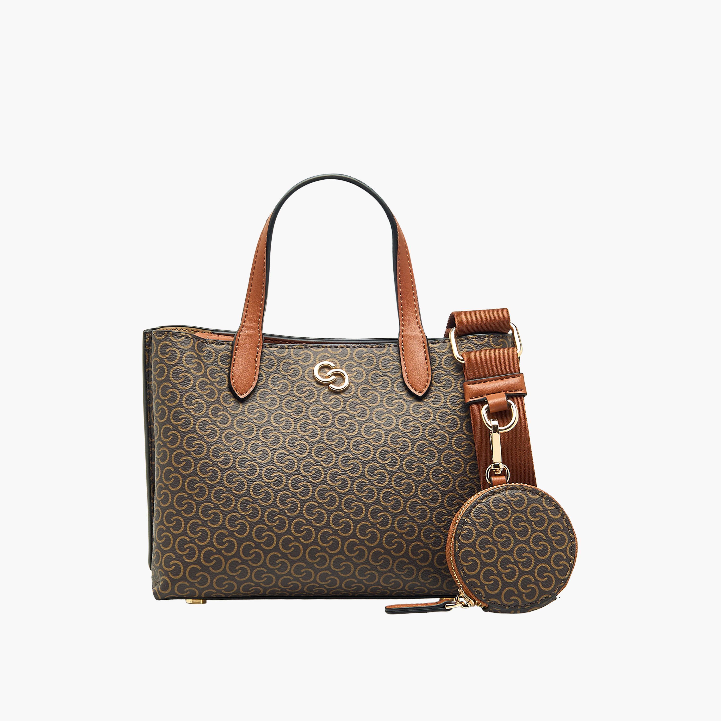Celeste Monogram Print Tote Bag with Zip Closure and Coin Pouch-women-bagsandwallets-handbags-image-1