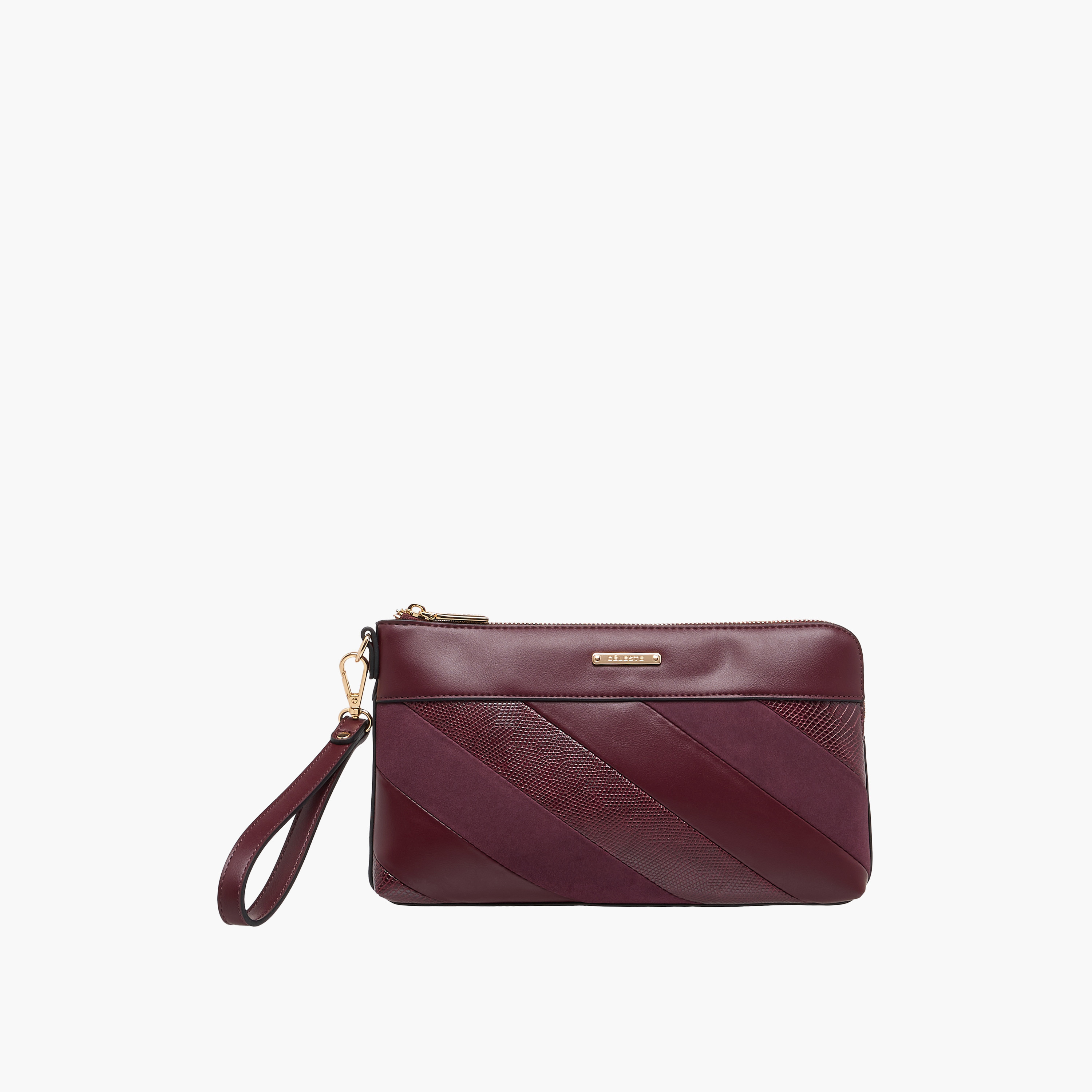 Celeste Textured Clutch with Zip Closure and Wrist Strap-women-bagsandwallets-handbags-image-1