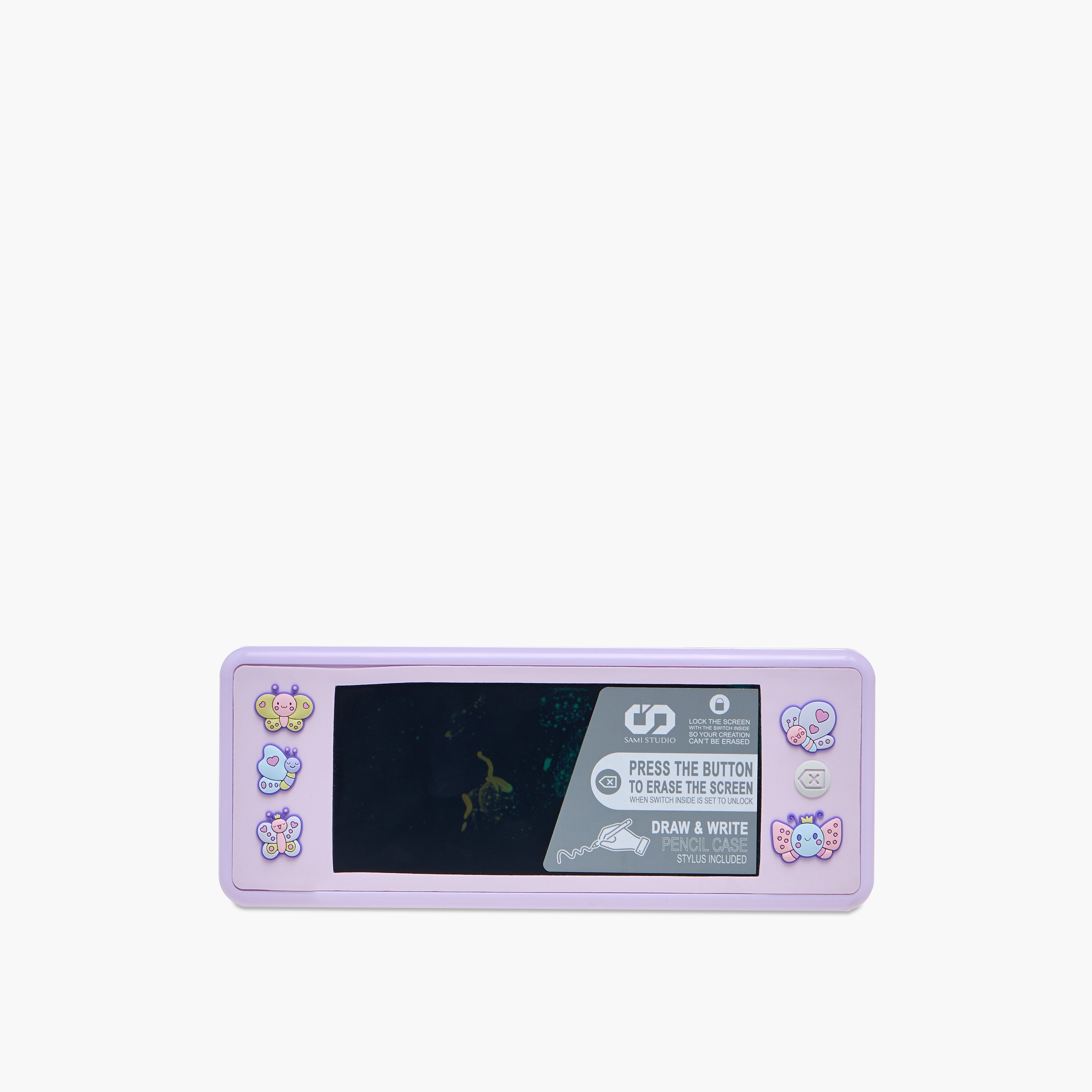 Butterfly Accent Pencil Box with LCD Draw Pad and Pen-school-stationery-pencilcases-image-1