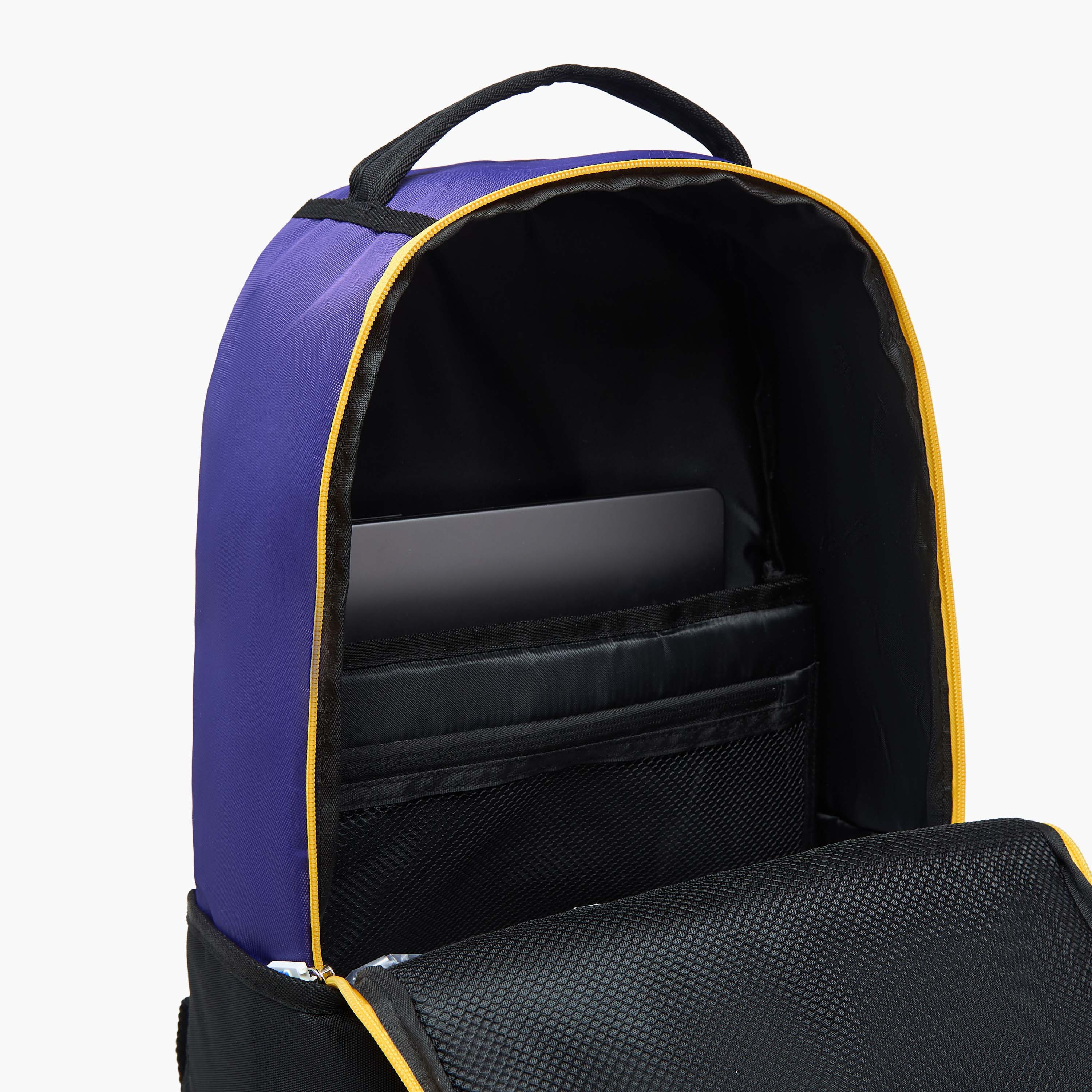 NBA The Los Angeles Lakers Logo Detail Backpack with Zip Closure - 18 inches-school-bagsandbackpacks-backpacks-image-13