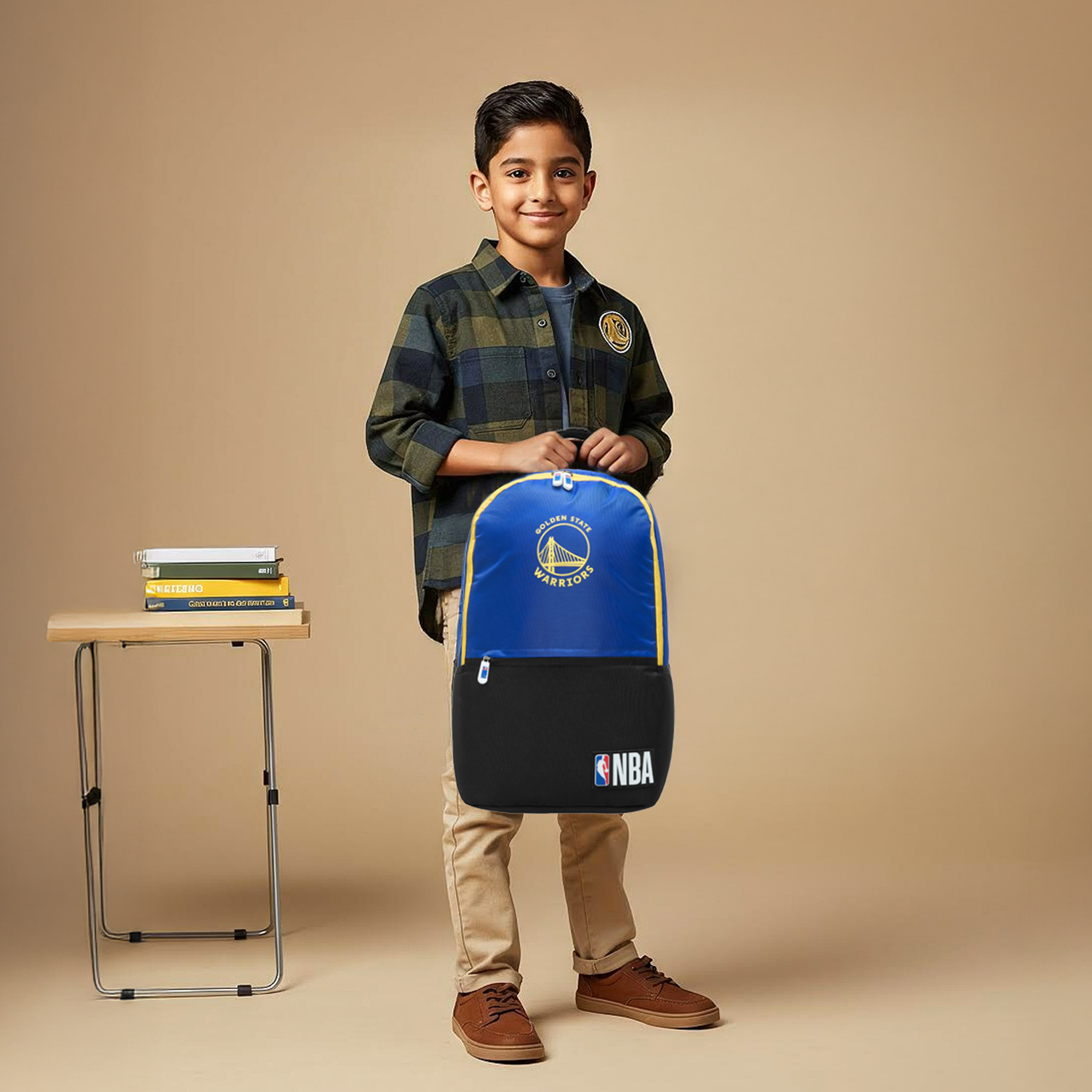 NBA The Golden State Warriors Logo Detail Backpack with Zip Closure - 18 inches-school-bagsandbackpacks-backpacks-image-2