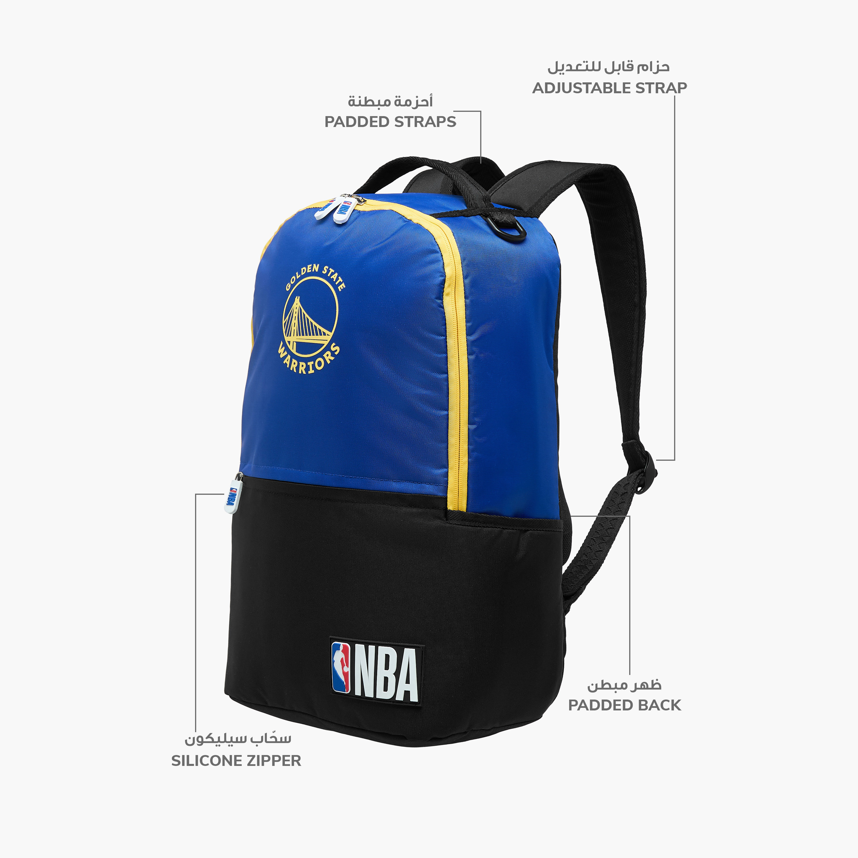 NBA The Golden State Warriors Logo Detail Backpack with Zip Closure - 18 inches-school-bagsandbackpacks-backpacks-image-8