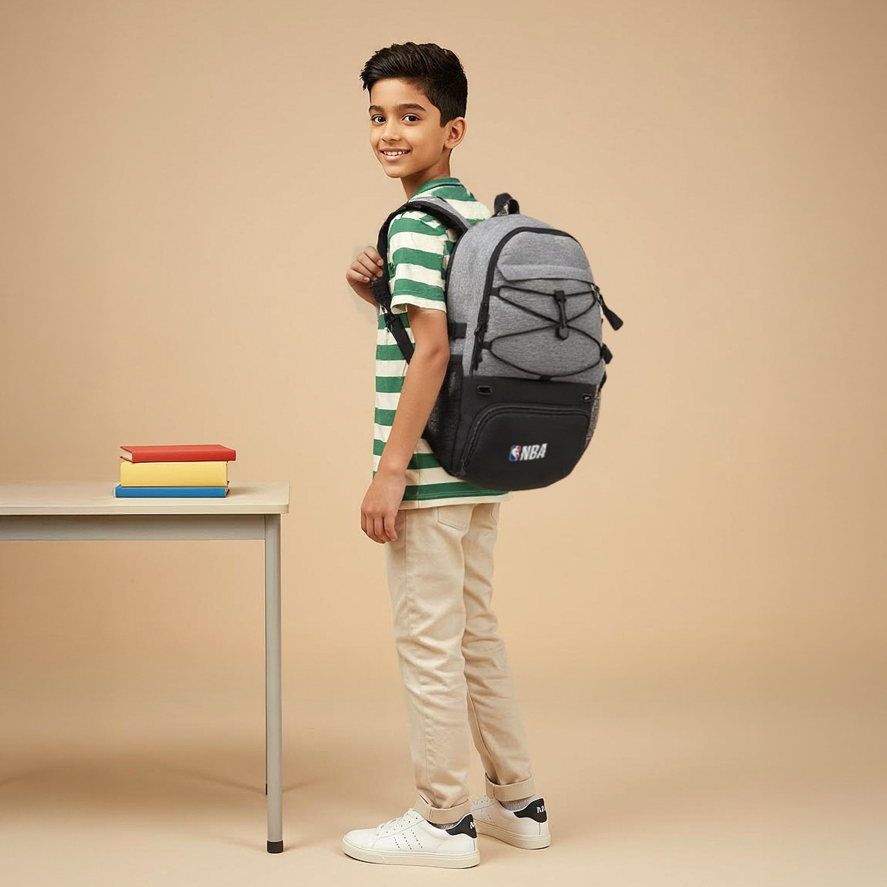 NBA Logo Print Backpack with Adjustable Straps and Zip Closure - 18 inches-school-bagsandbackpacks-backpacks-image-2