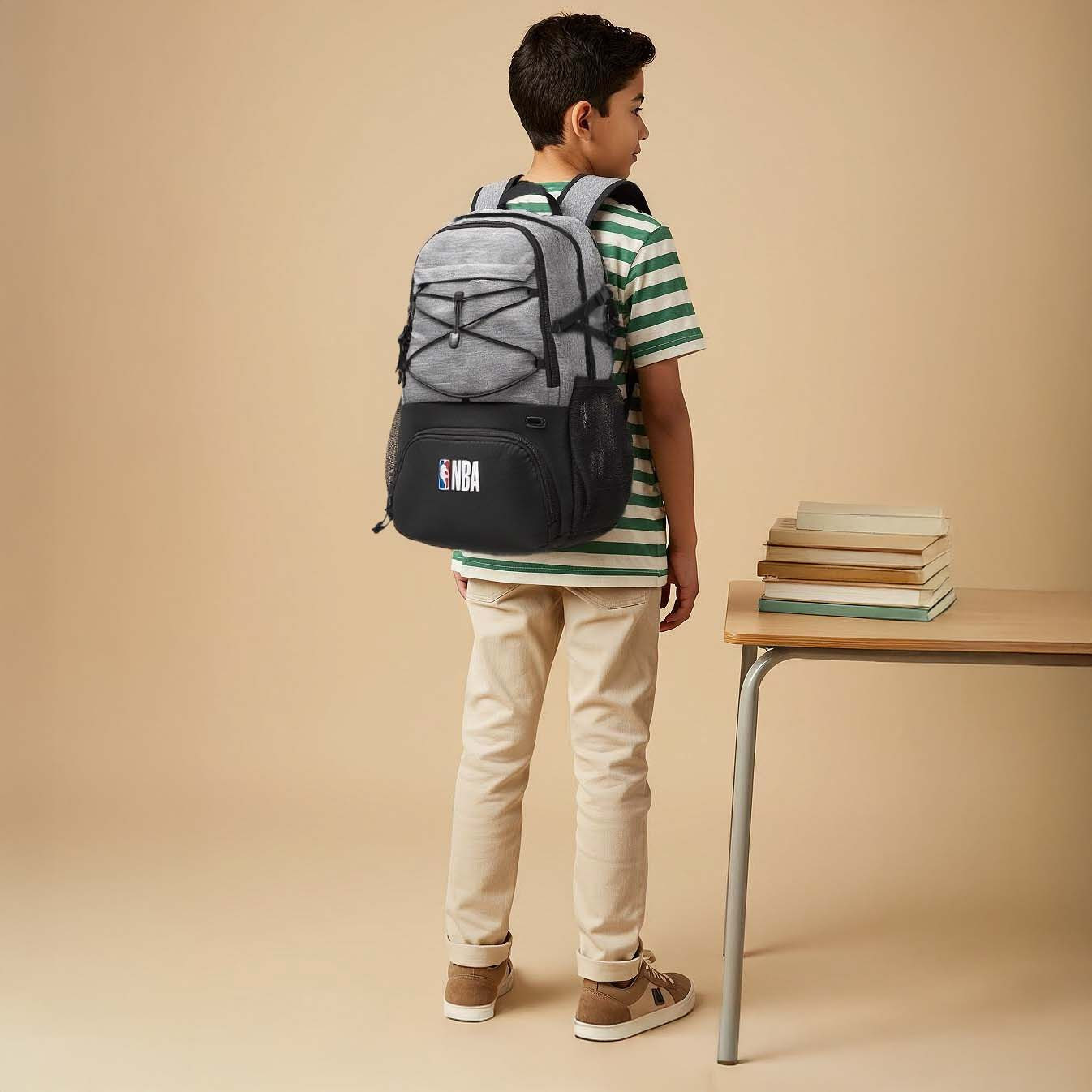 NBA Logo Print Backpack with Adjustable Straps and Zip Closure - 18 inches-school-bagsandbackpacks-backpacks-image-3