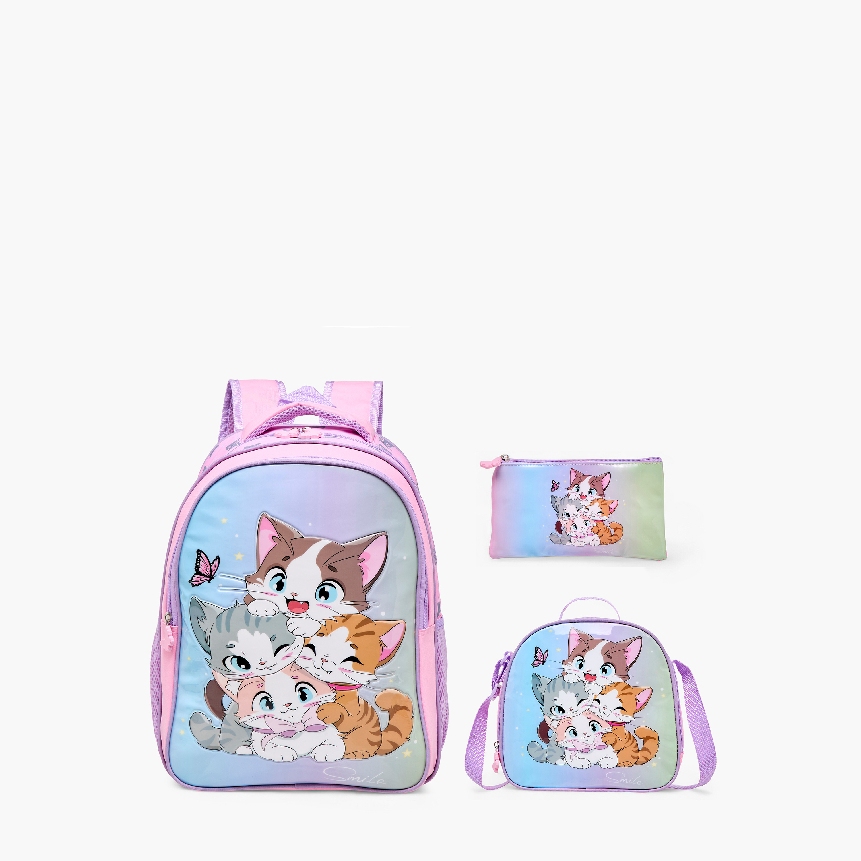 Juniors 3-Piece Cat Print Backpack Set - 16 inches-school-bagsandbackpacks-backpacks-image-1