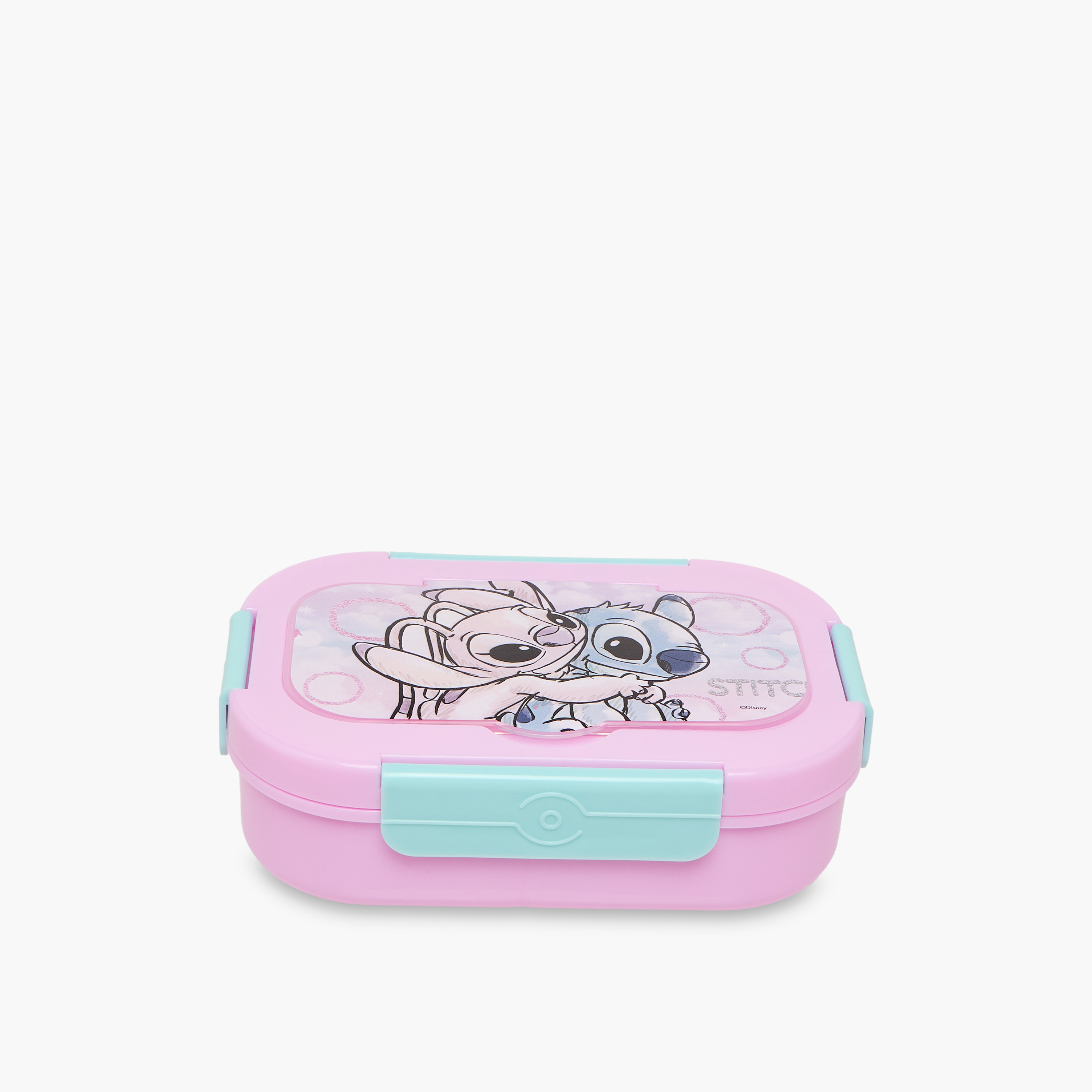Disney Stitch and Angel Print Lunch Box with Clip Lock Closure-school-lunchessentials-lunchboxes-image-1