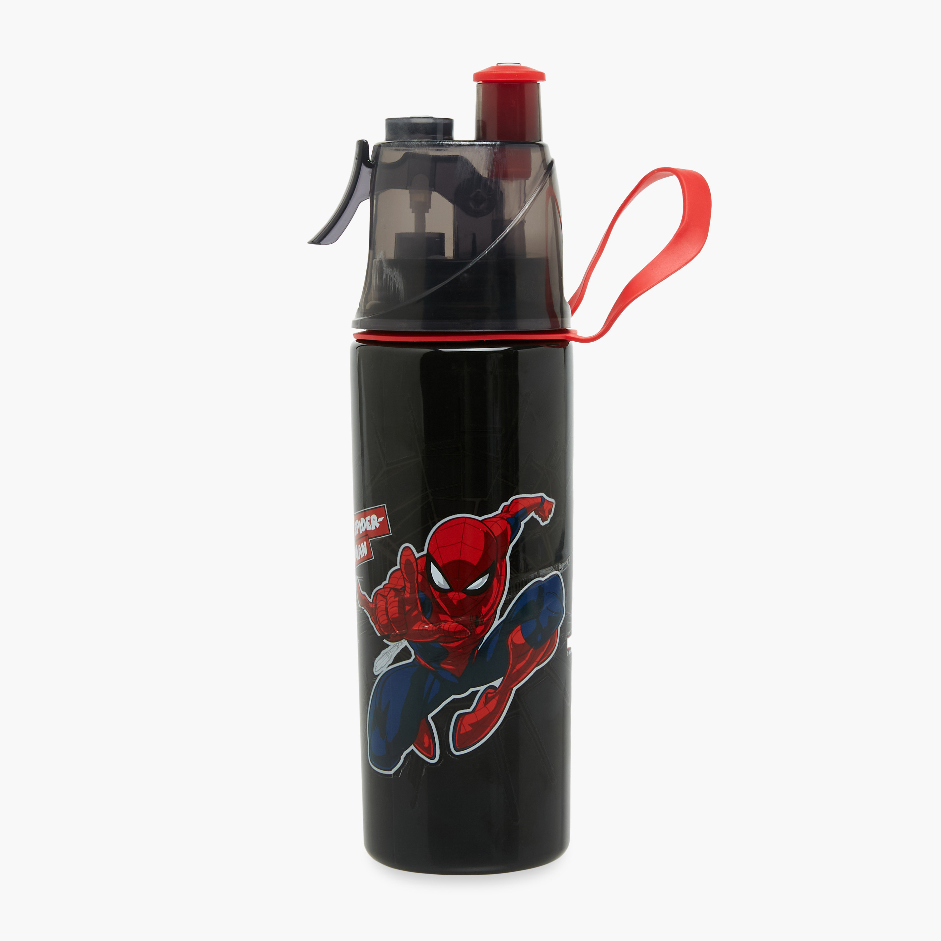 قارورة مياه بقشّة وطبعات سبايدرمان مع مقبض - 500 مل-school-waterbottles-image-1