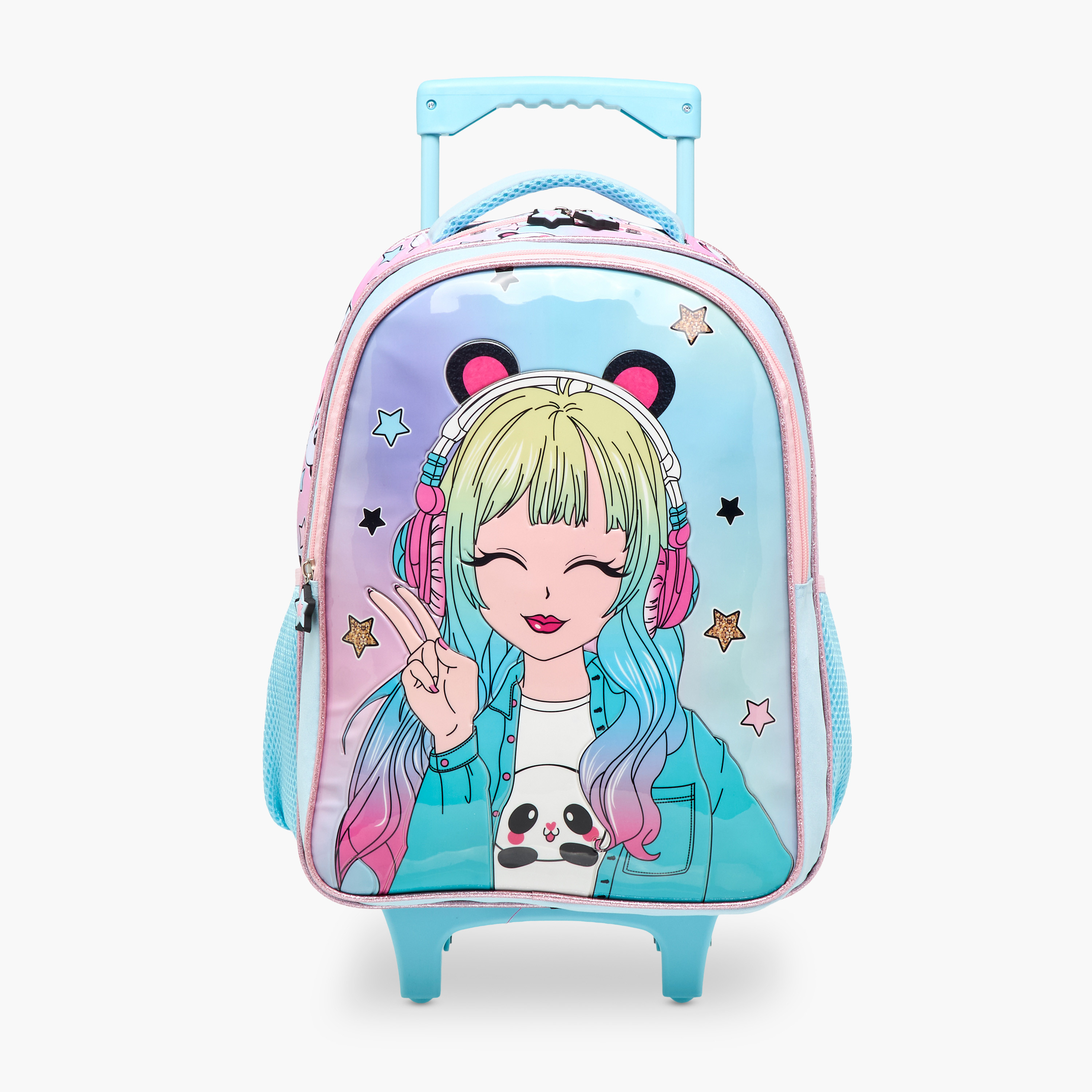 Juniors Graphic Print 5-Piece Trolley Backpack Set - 16 inches-school-bagsandbackpacks-trolleybags-image-4