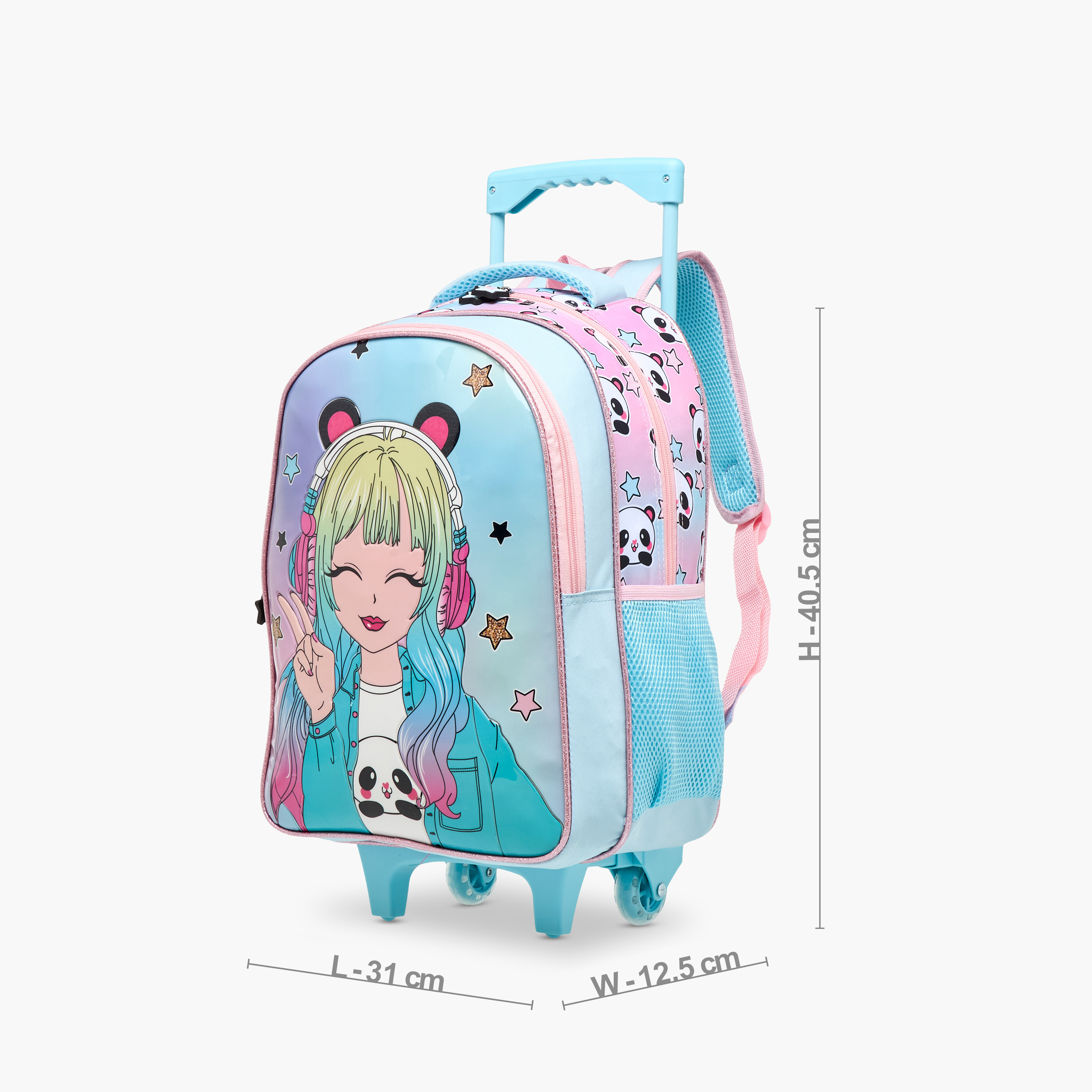Juniors Graphic Print 5-Piece Trolley Backpack Set - 16 inches-school-bagsandbackpacks-trolleybags-image-5