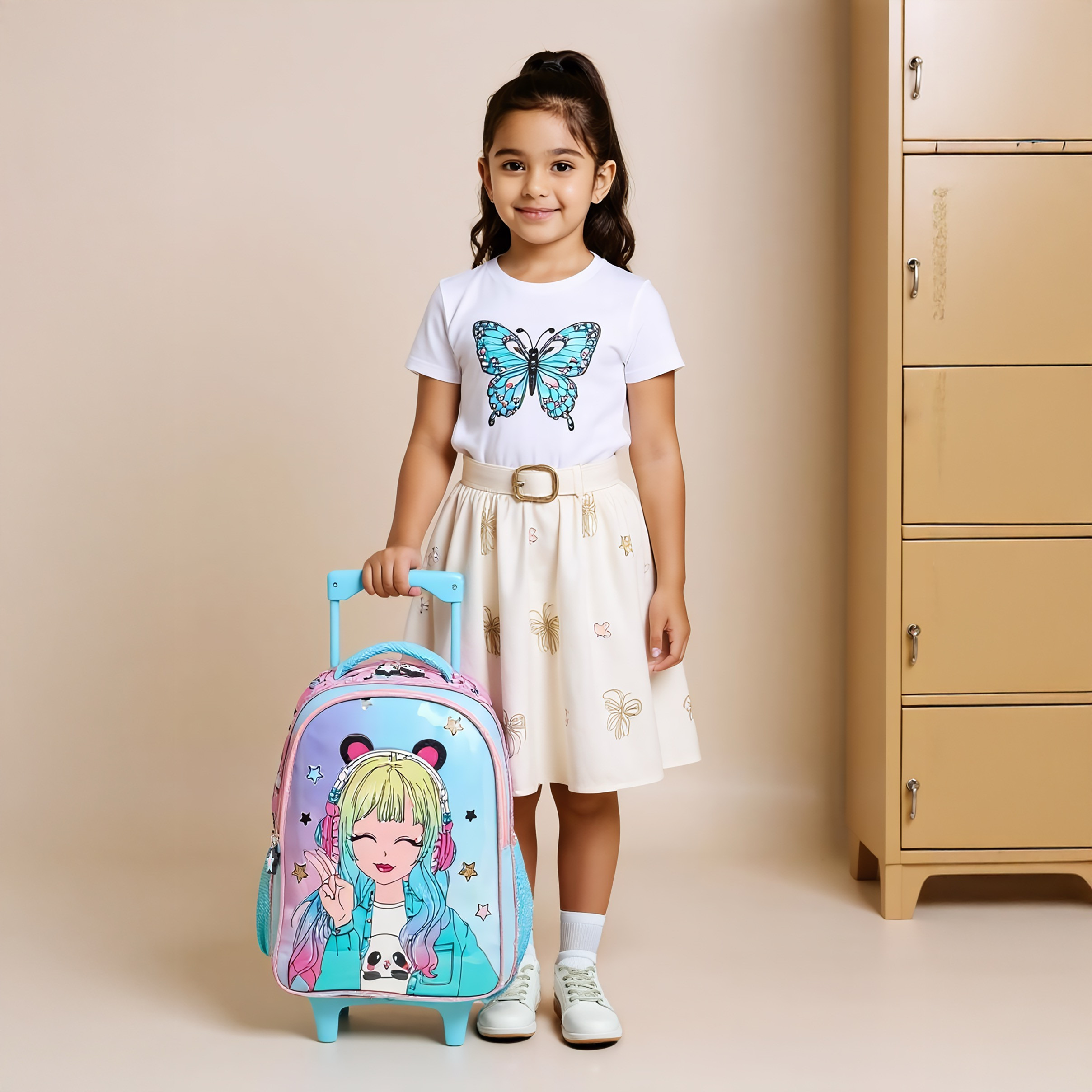Juniors Graphic Print 5-Piece Trolley Backpack Set - 16 inches-school-bagsandbackpacks-trolleybags-image-2