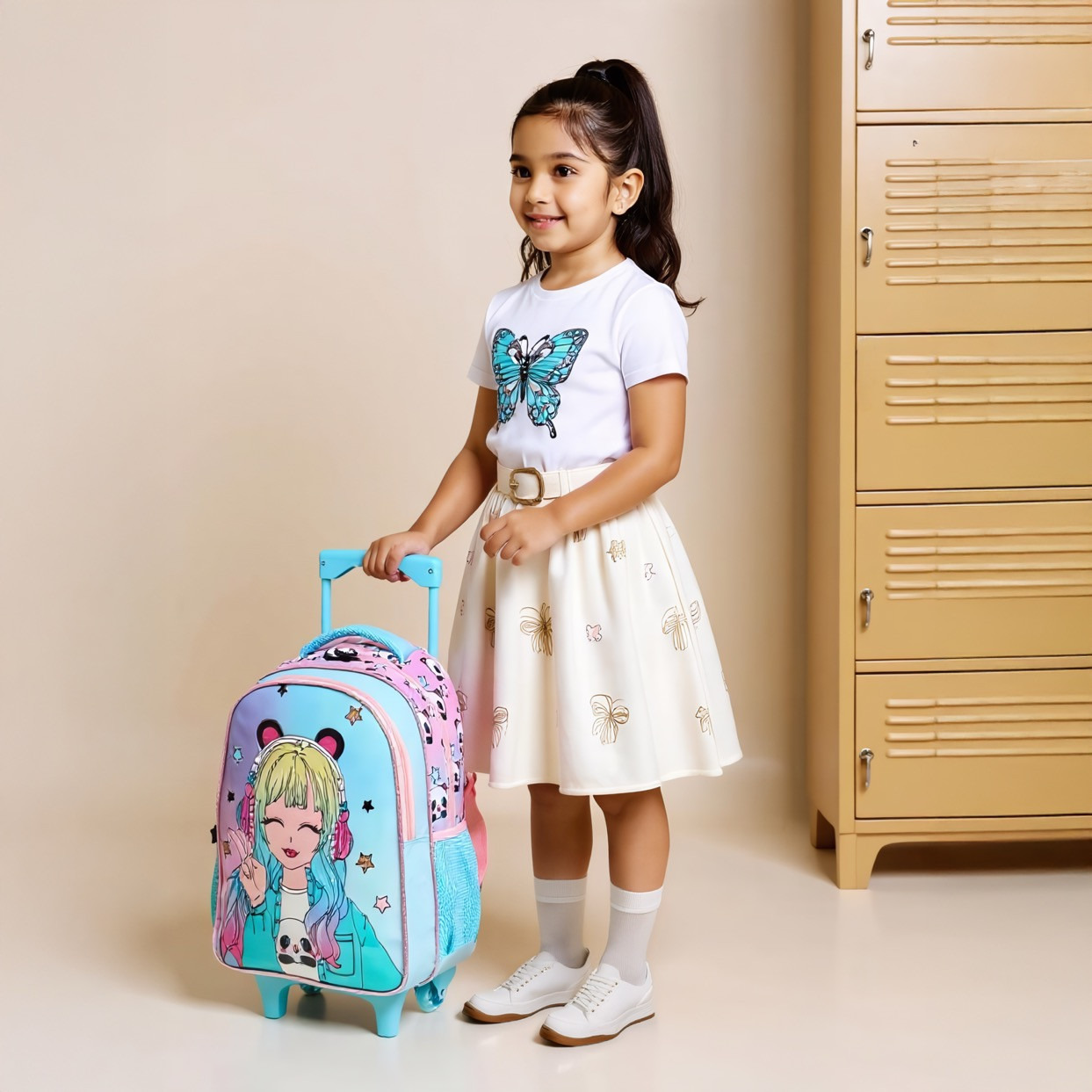 Juniors Graphic Print 5-Piece Trolley Backpack Set - 16 inches-school-bagsandbackpacks-trolleybags-image-3