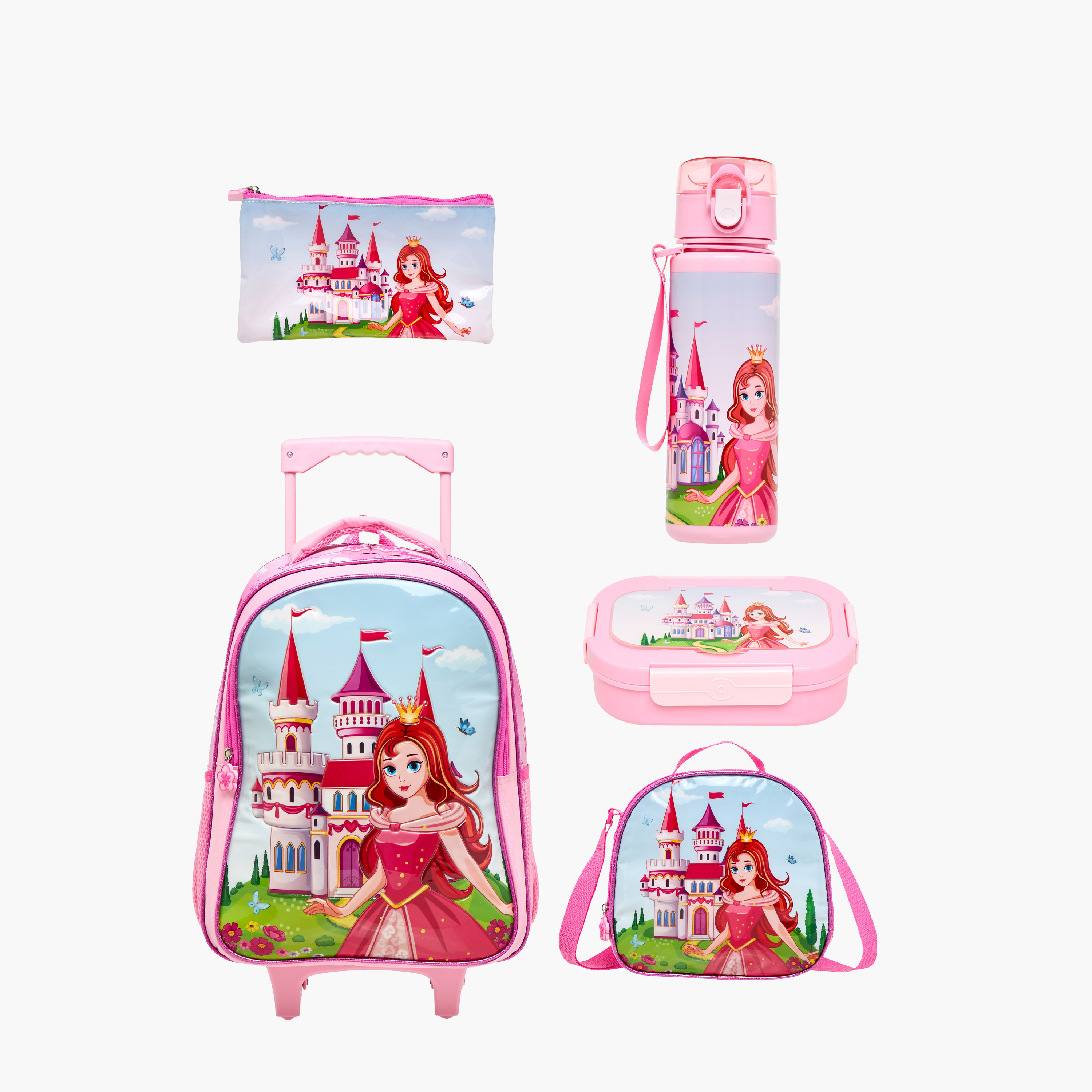Juniors 5-Piece Princess Print Trolley Backpack Set - 16 inches-school-bagsandbackpacks-trolleybags-image-1