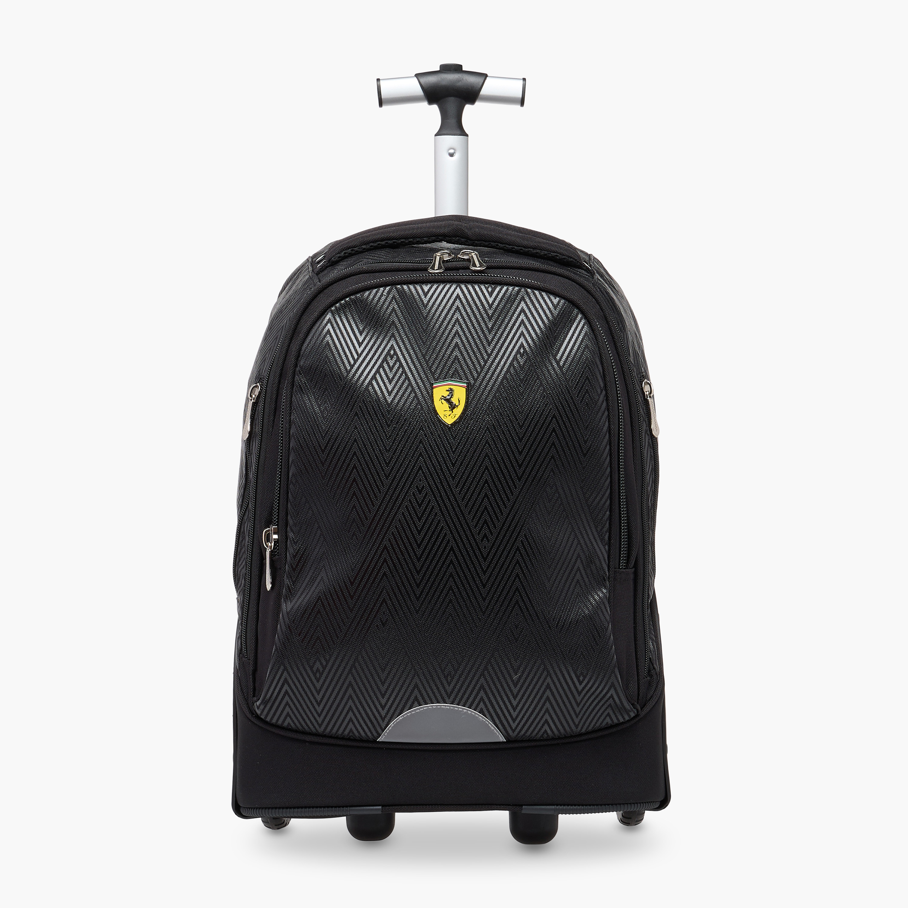 Ferrari Print Trolley Bag with Retractable Handle and Zip Closure - 20 inches-school-bagsandbackpacks-trolleybags-image-2