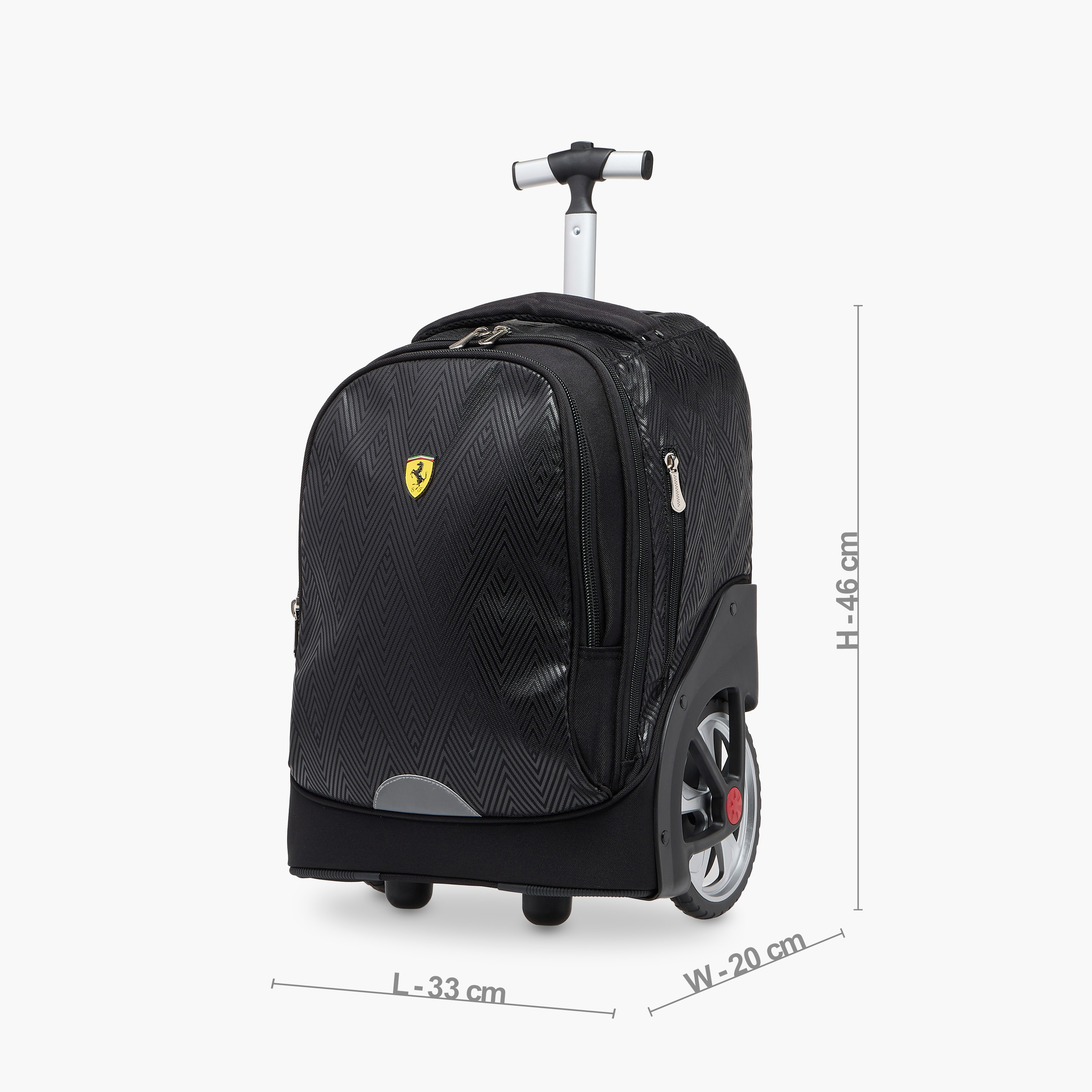 Ferrari Print Trolley Bag with Retractable Handle and Zip Closure - 20 inches-school-bagsandbackpacks-trolleybags-image-5