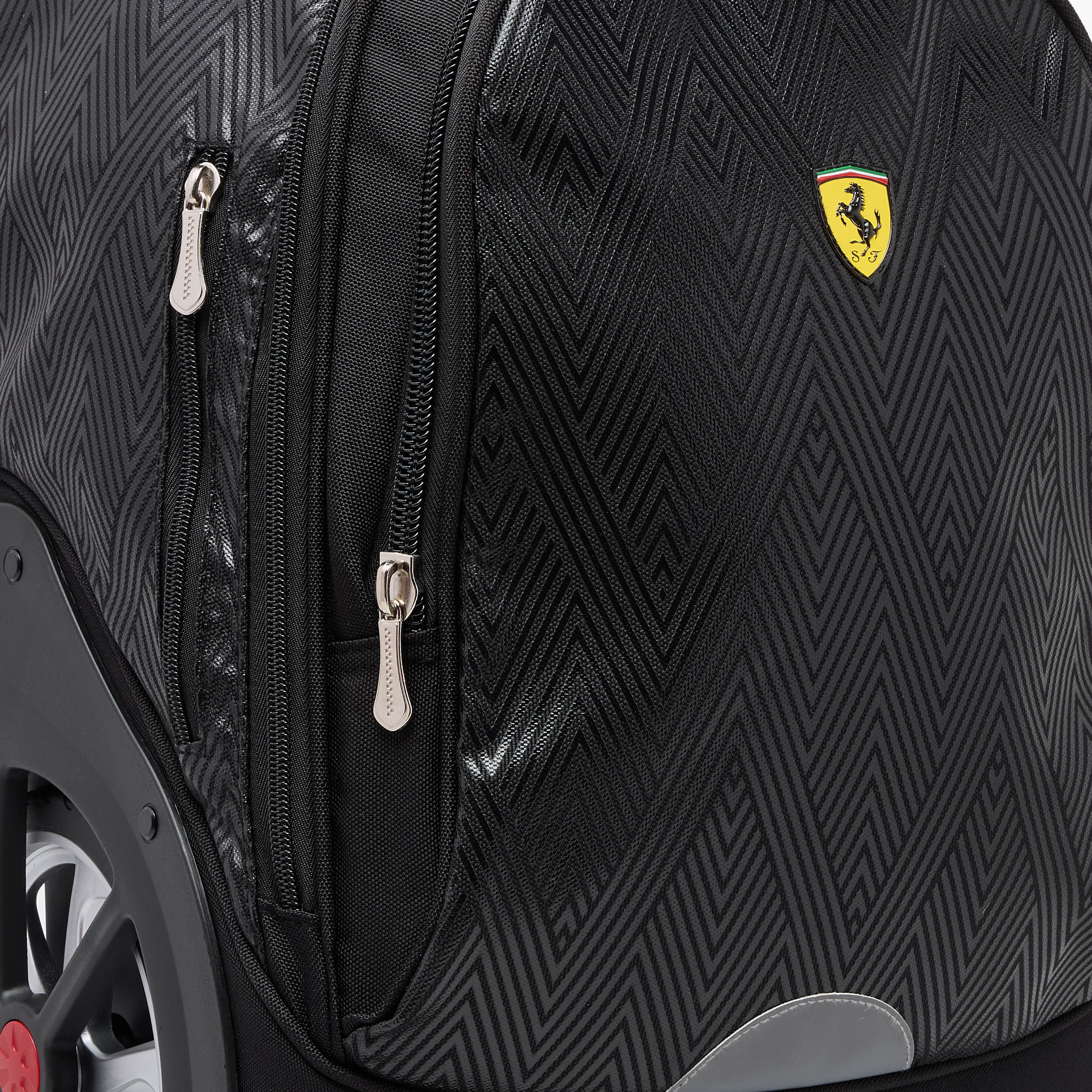 Ferrari Print Trolley Bag with Retractable Handle and Zip Closure - 20 inches-school-bagsandbackpacks-trolleybags-image-12