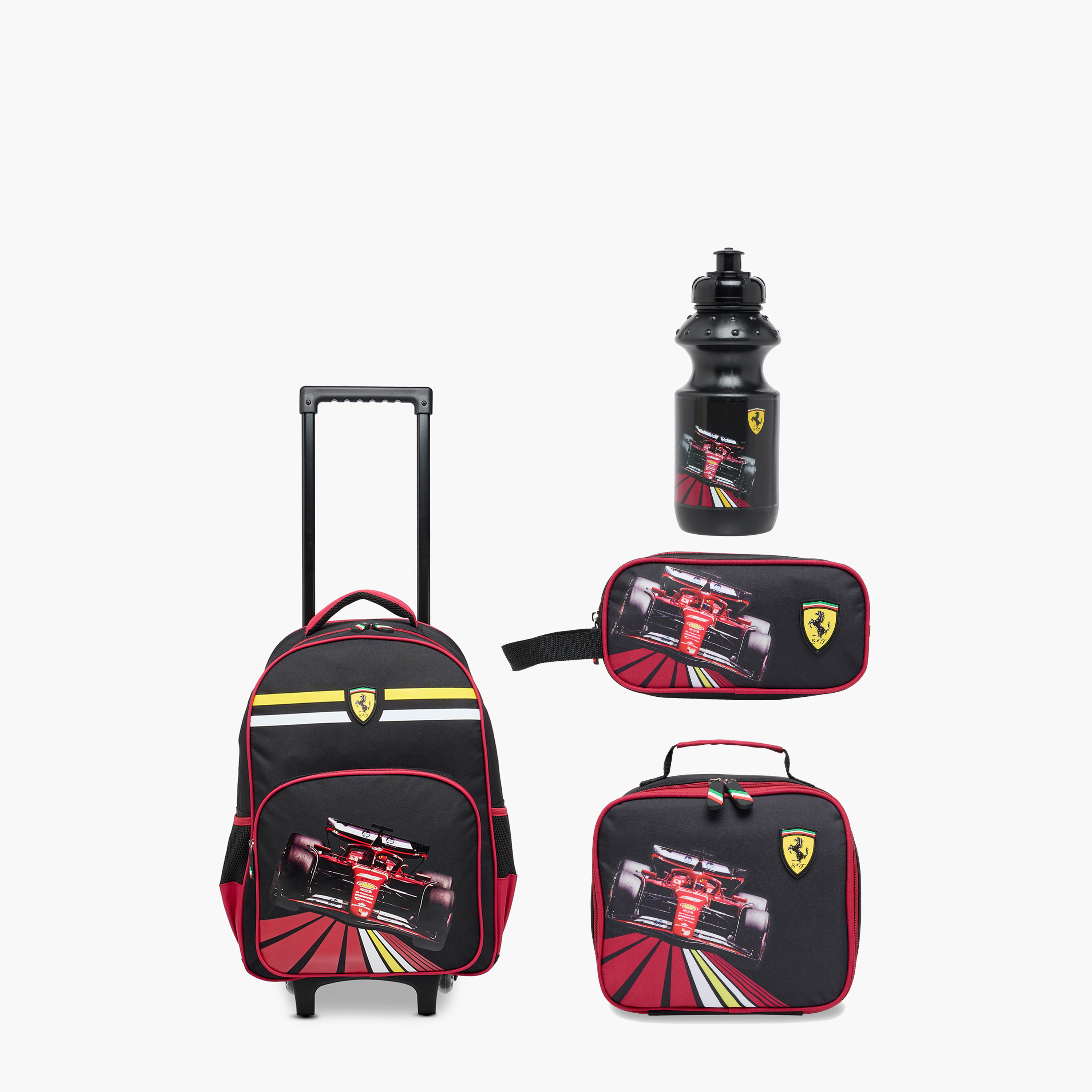 Ferrari Cars Trolley Bag for Boys 5-8 Years with Bottle Holder-school-bagsandbackpacks-sets-image-1
