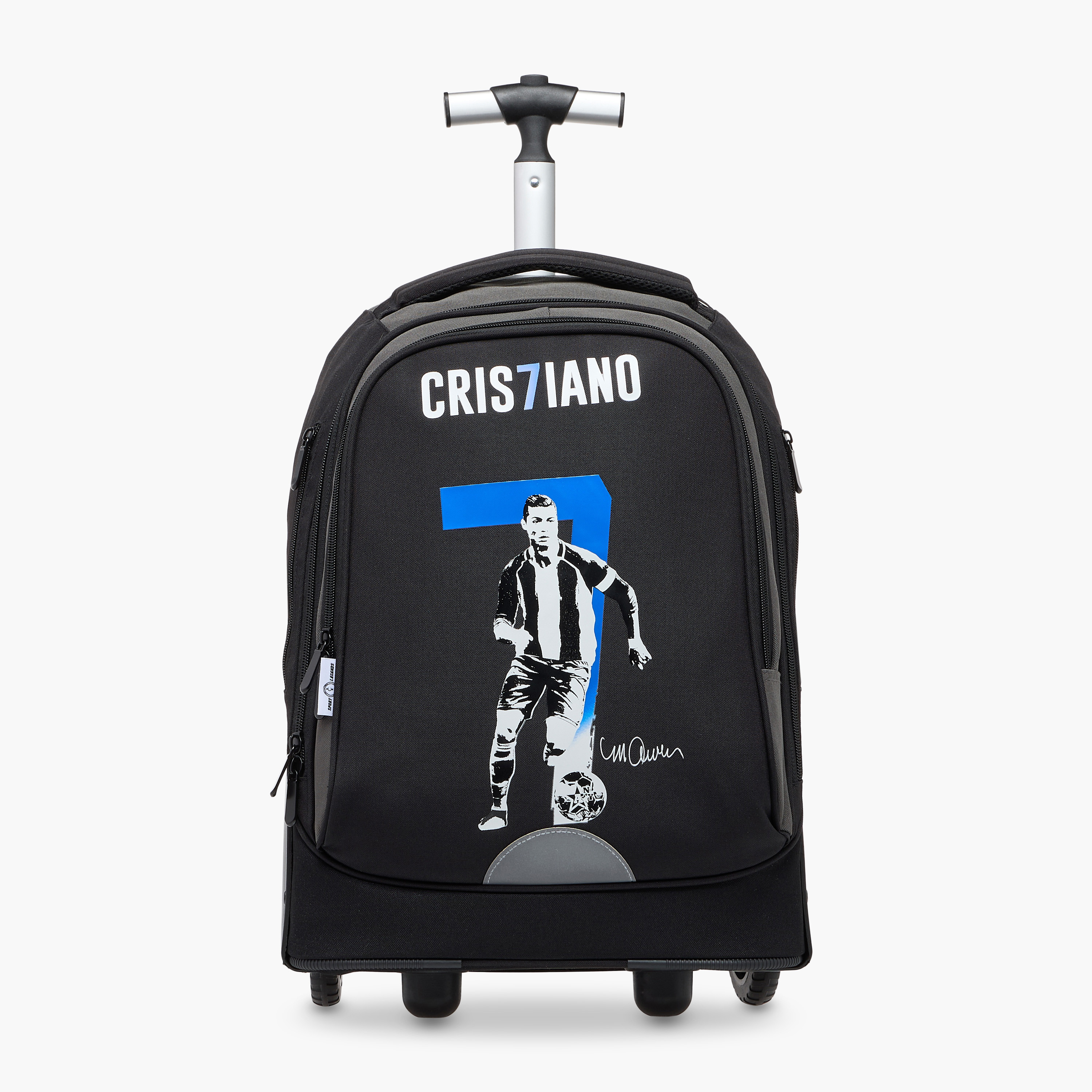 Cristiano Ronaldo Print Trolley Bag with Retractable Handle - 18 inches-school-bagsandbackpacks-trolleybags-image-2