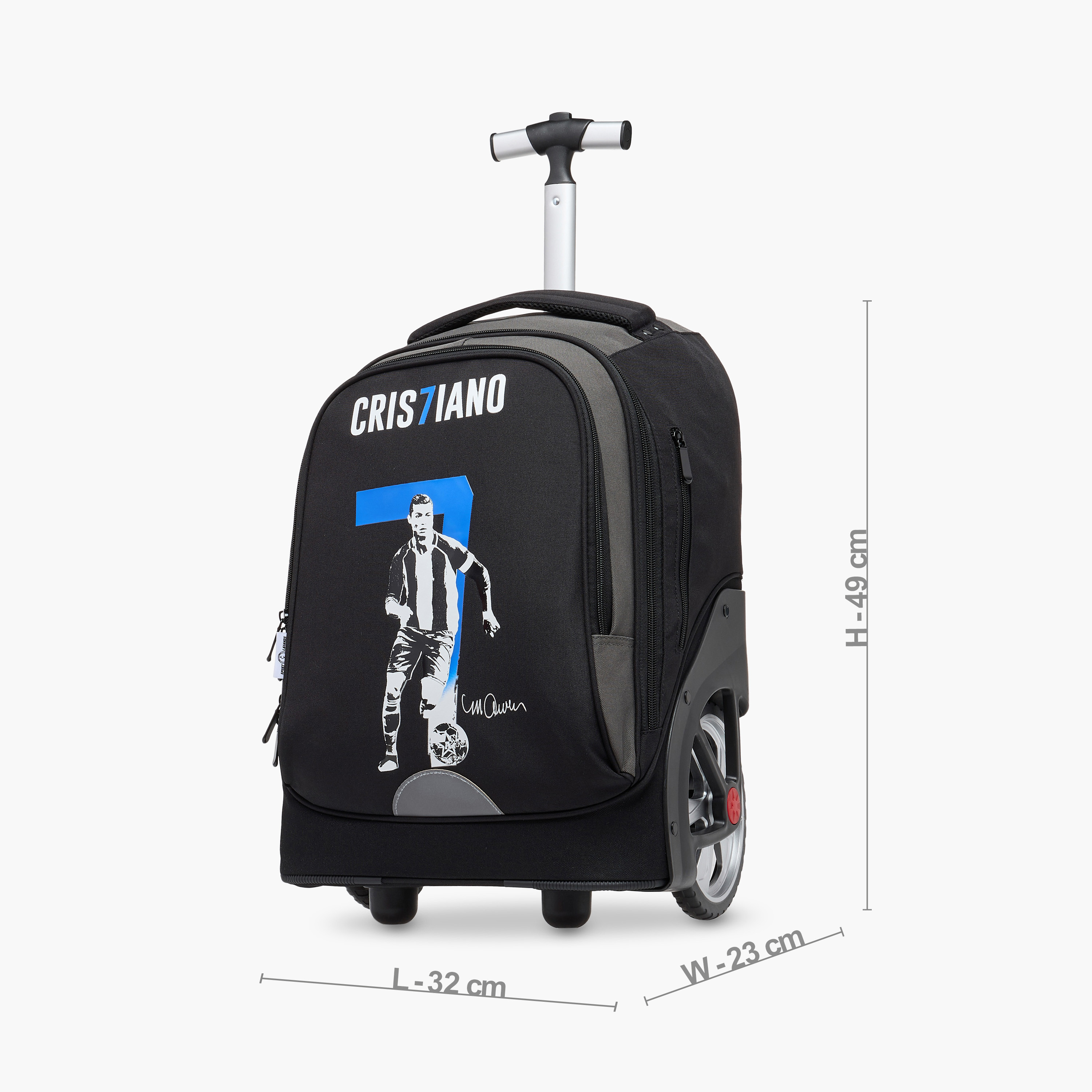 Cristiano Ronaldo Print Trolley Bag with Retractable Handle - 18 inches-school-bagsandbackpacks-trolleybags-image-3