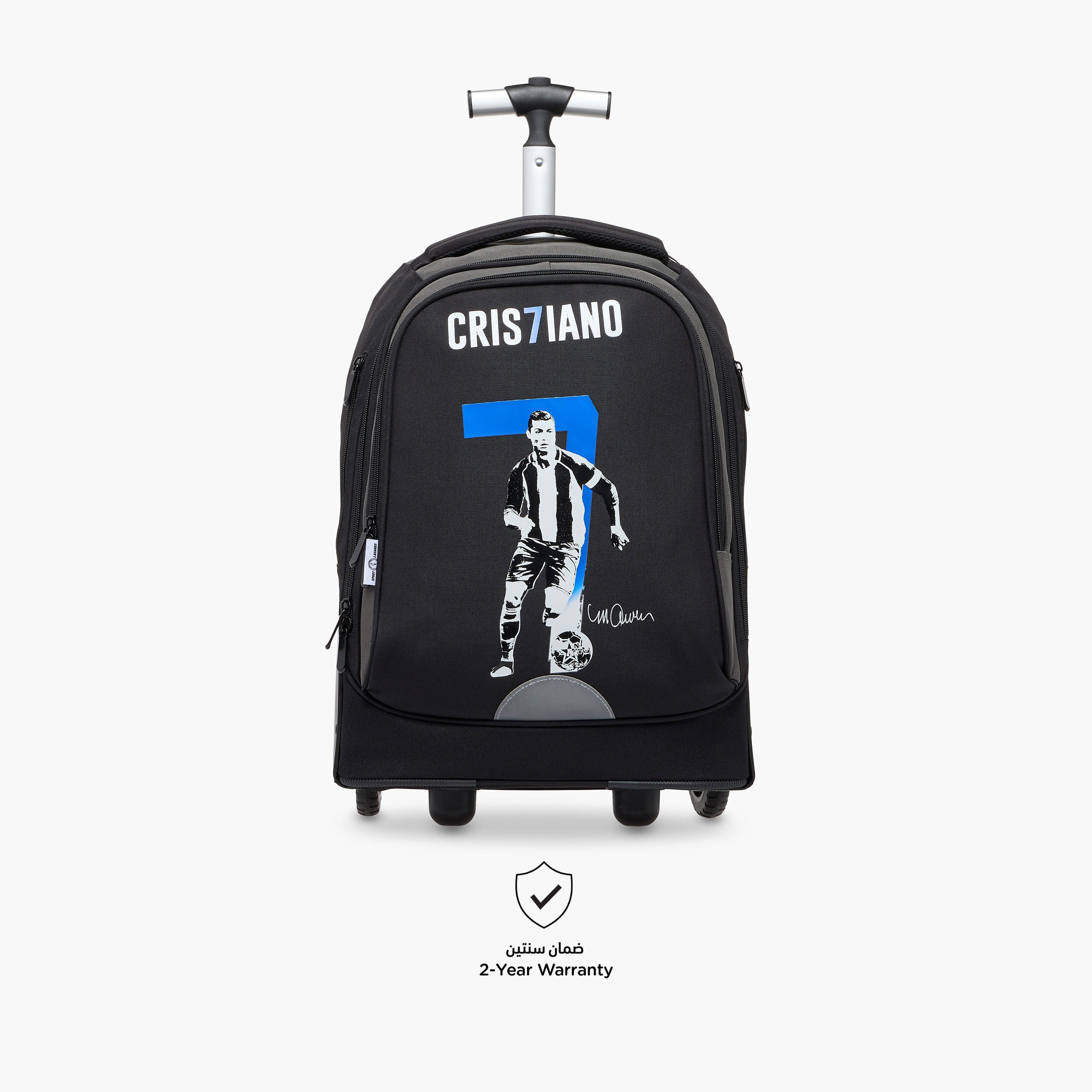 Cristiano Ronaldo Print Trolley Bag with Retractable Handle - 18 inches-school-bagsandbackpacks-trolleybags-image-5