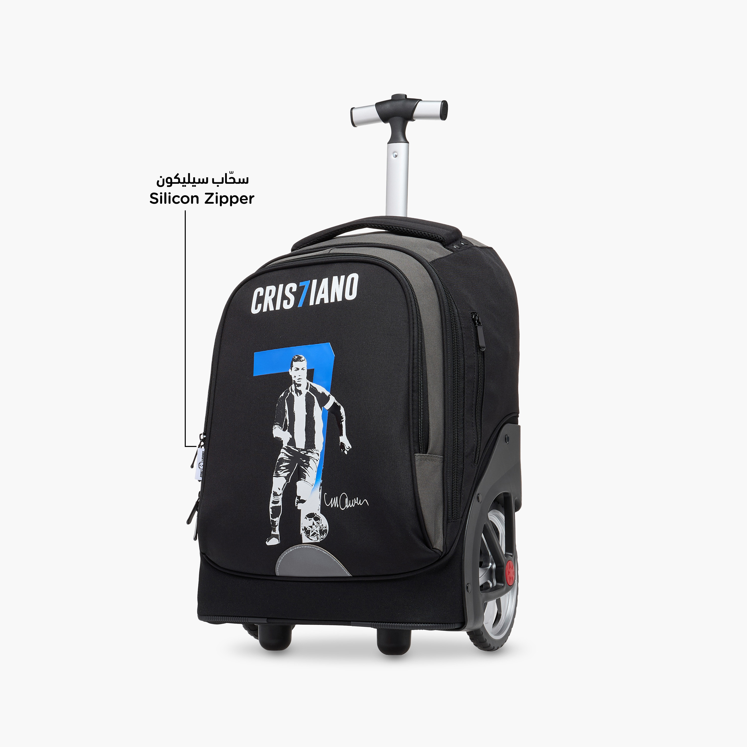Cristiano Ronaldo Print Trolley Bag with Retractable Handle - 18 inches-school-bagsandbackpacks-trolleybags-image-7