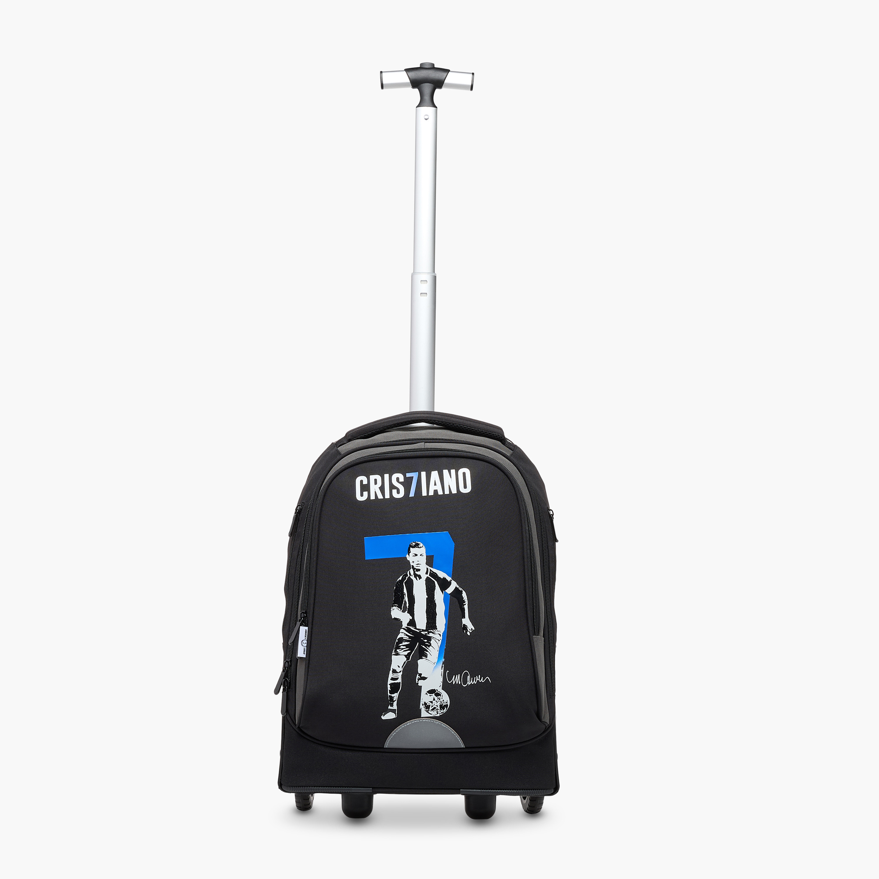 Cristiano Ronaldo Print Trolley Bag with Retractable Handle - 18 inches-school-bagsandbackpacks-trolleybags-image-8