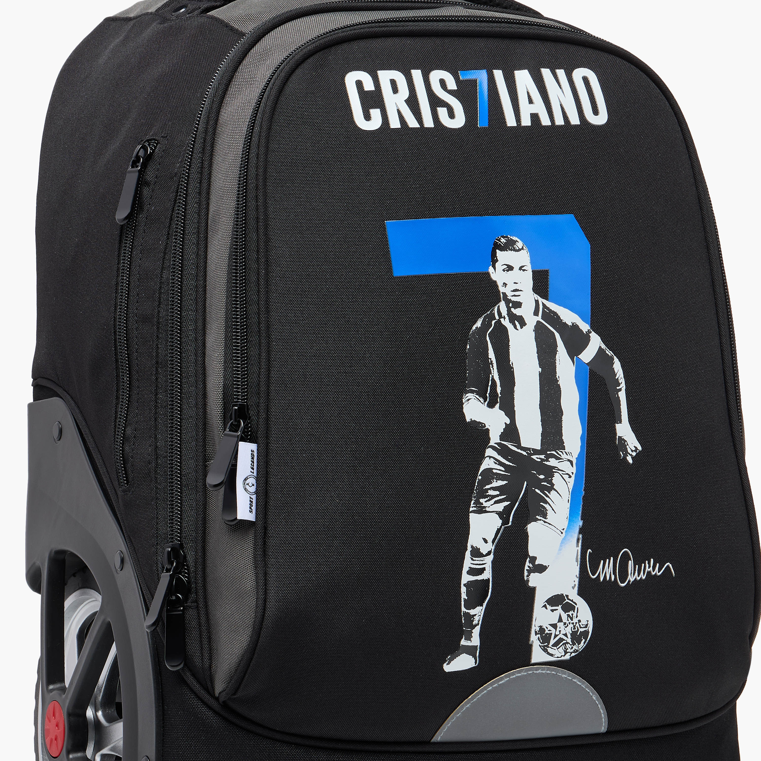 Cristiano Ronaldo Print Trolley Bag with Retractable Handle - 18 inches-school-bagsandbackpacks-trolleybags-image-9