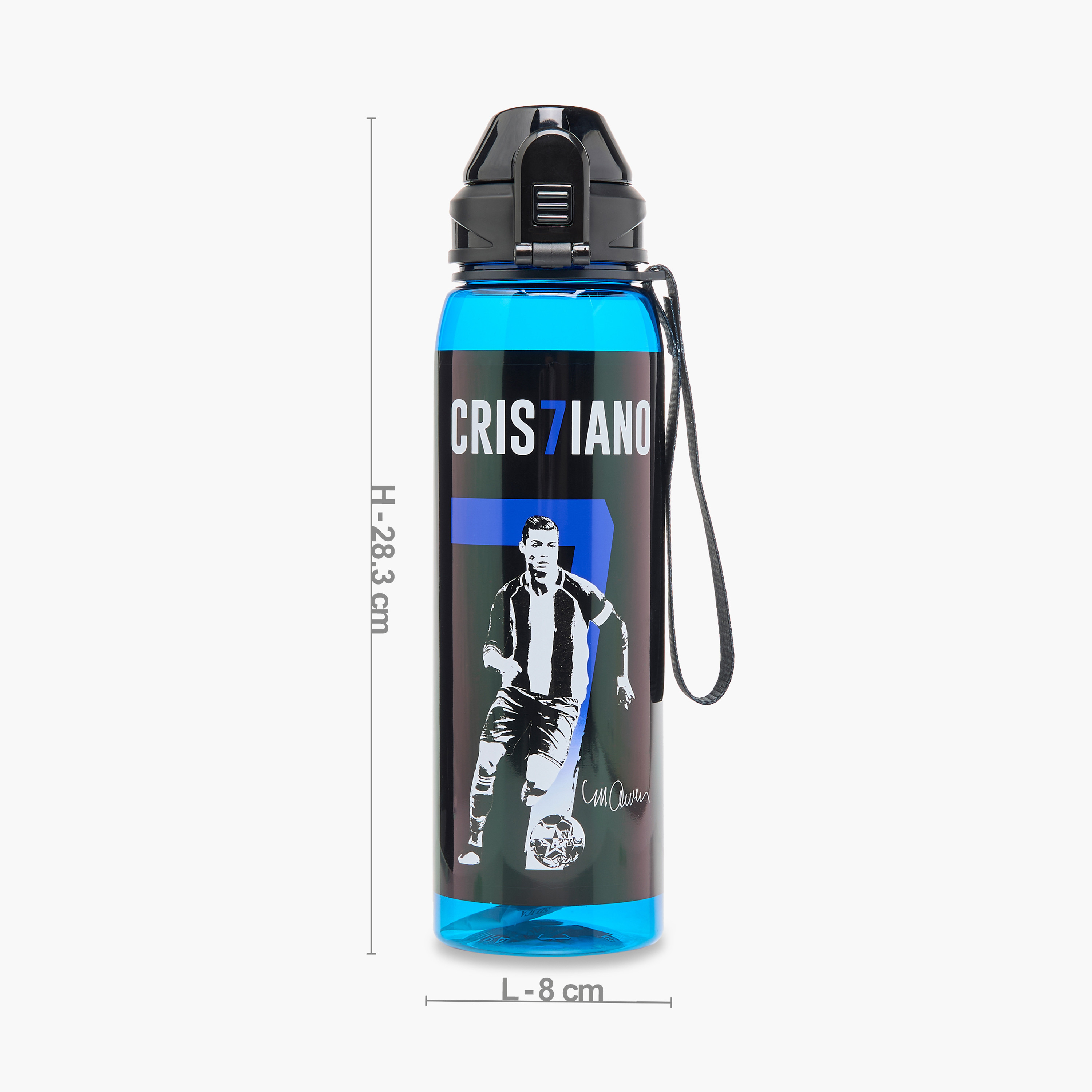 Cristiano Ronaldo Print Water Bottle - 1 L-school-waterbottles-image-2