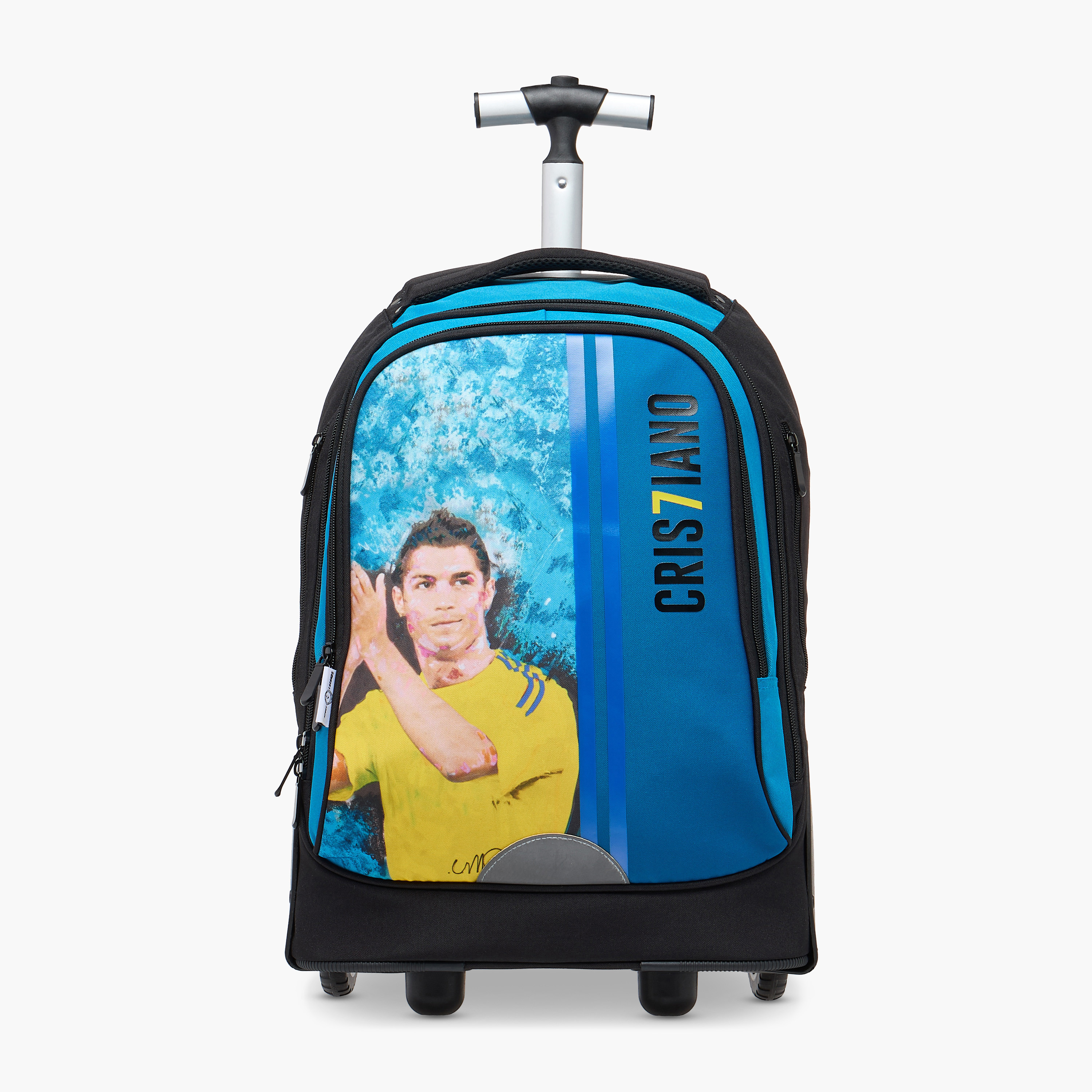 Cristiano Ronaldo Print Trolley Bag with Retractable Handle - 18 inches-school-bagsandbackpacks-trolleybags-image-2