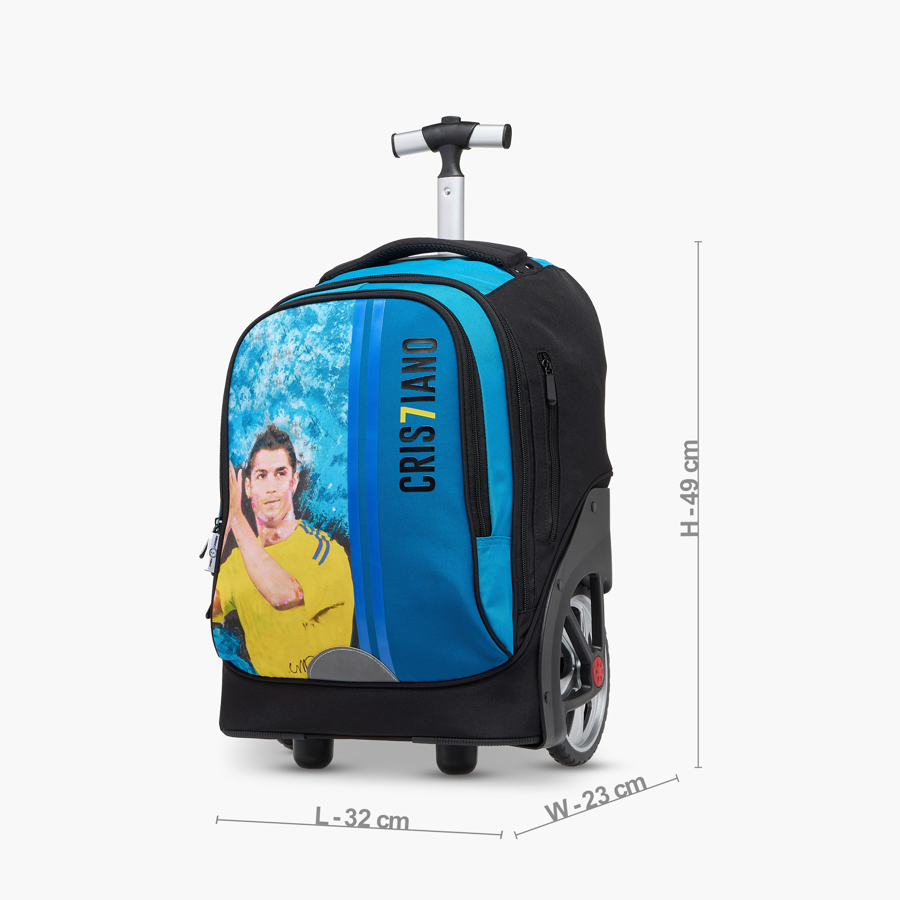 Cristiano Ronaldo Print Trolley Bag with Retractable Handle - 18 inches-school-bagsandbackpacks-trolleybags-image-5