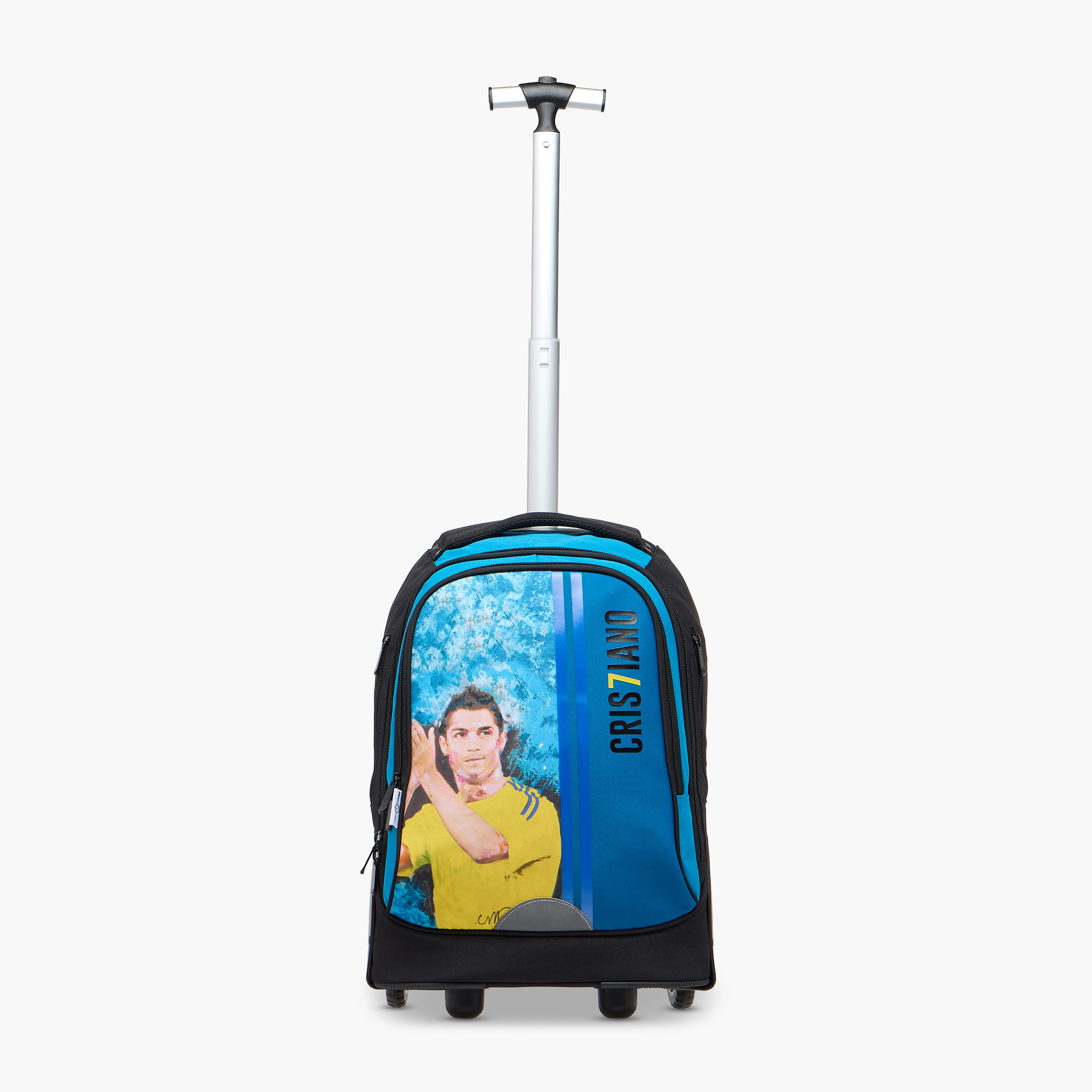 Cristiano Ronaldo Print Trolley Bag with Retractable Handle - 18 inches-school-bagsandbackpacks-trolleybags-image-6