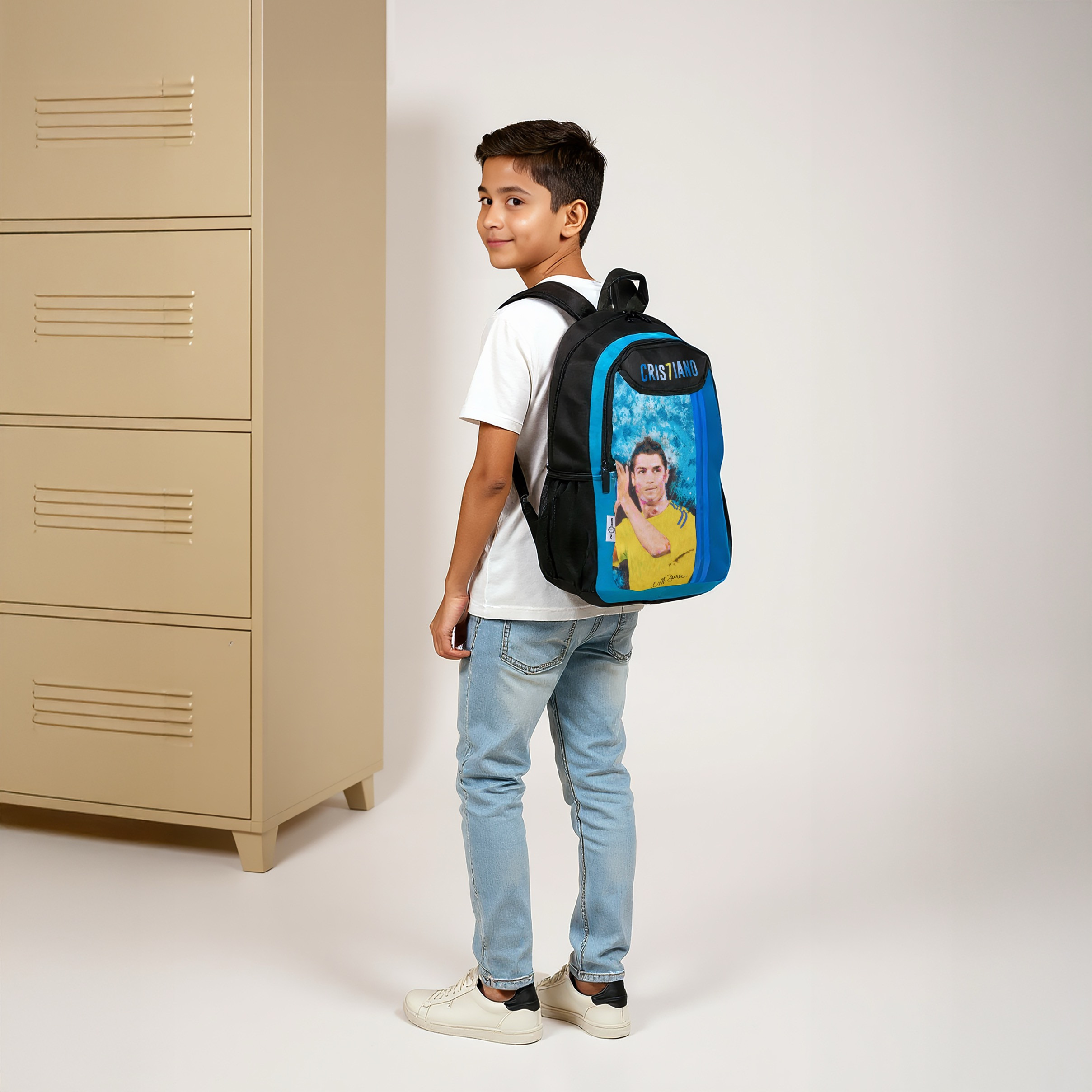 Cristiano Ronaldo Print Backpack with Adjustable Shoulder Straps - 17 inches-school-bagsandbackpacks-backpacks-image-2