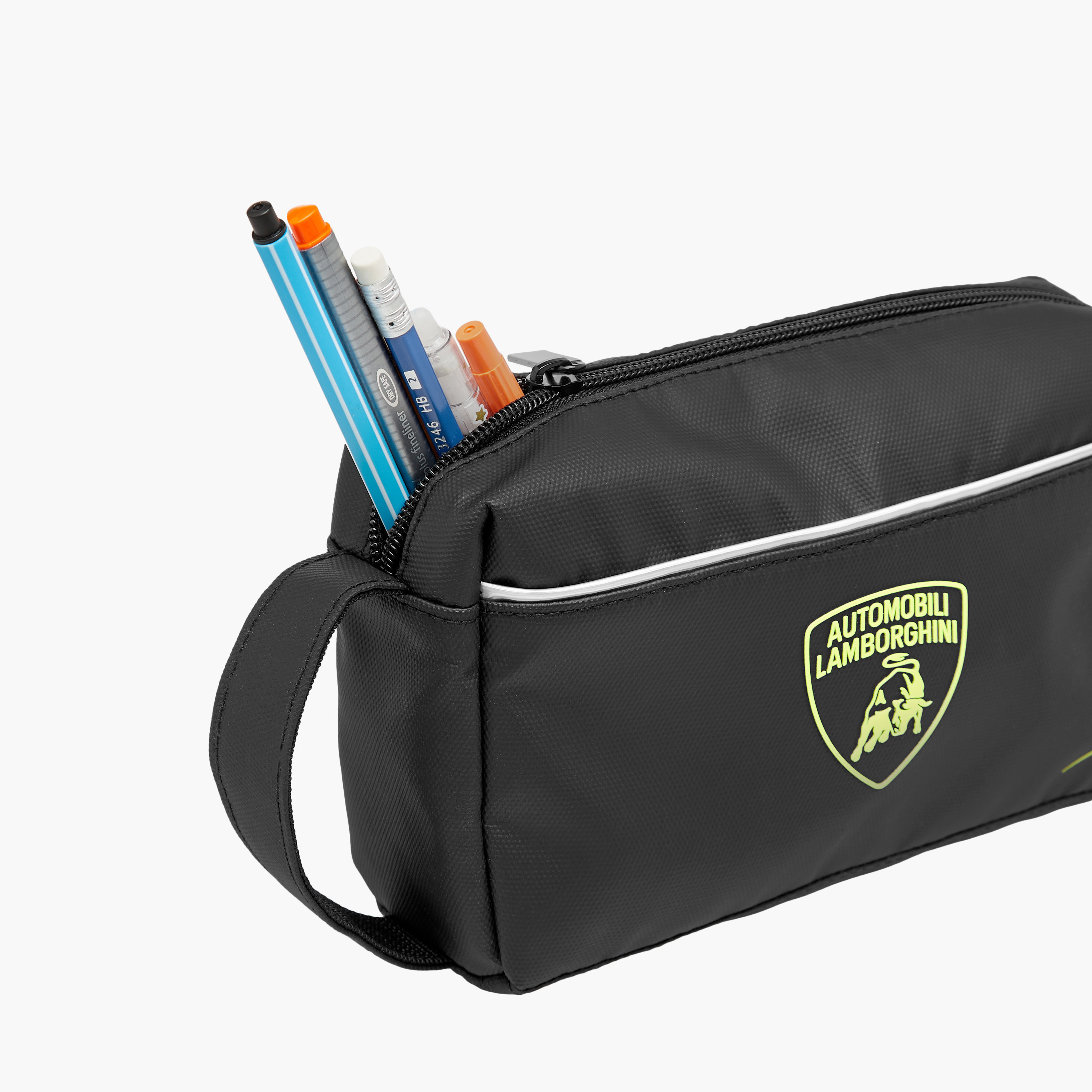 Lamborghini Logo Print Pencil Pouch with Zip Closure-school-stationery-pencilcases-image-8
