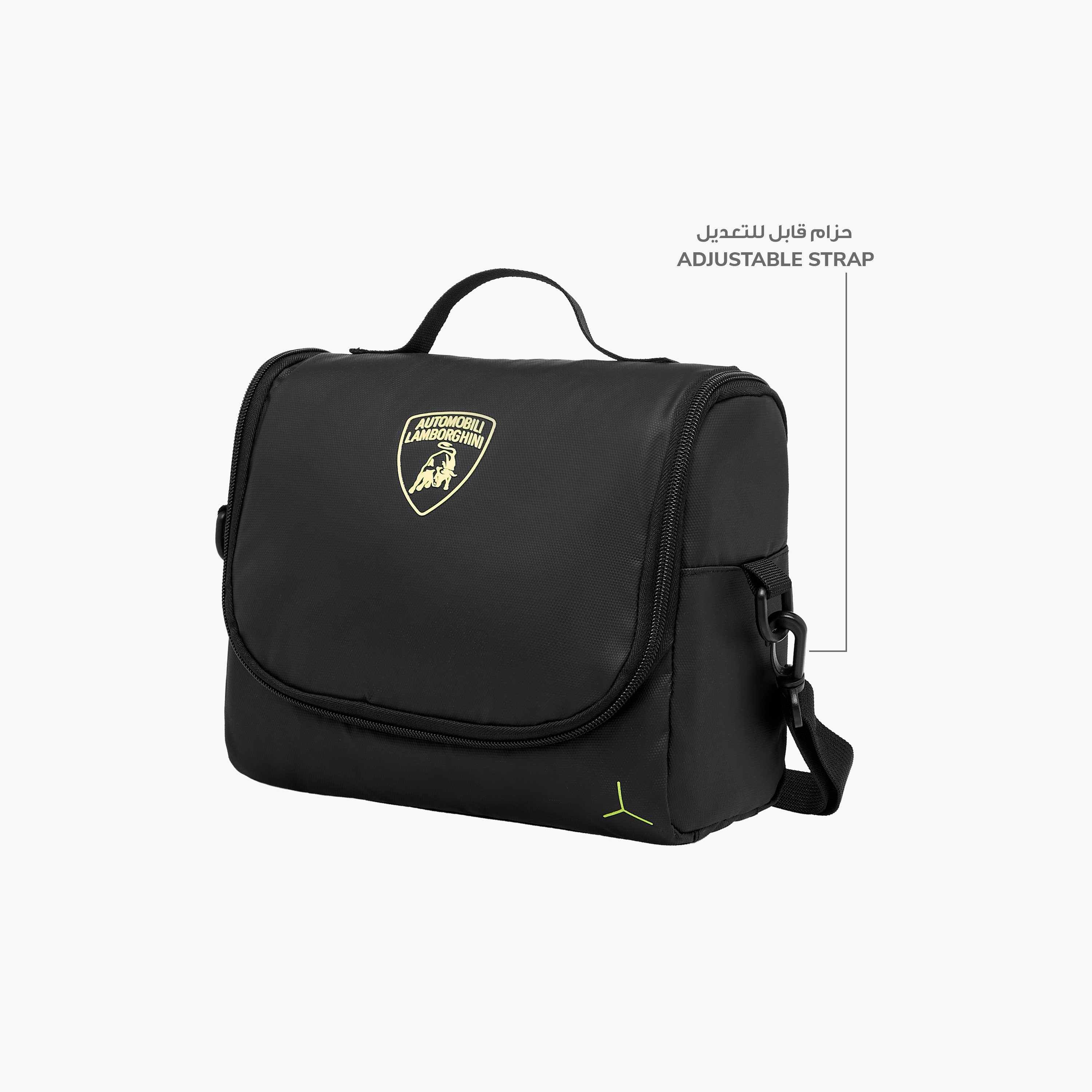 شنطة غداء بطبعات شعار لامبورجيني وحزام قابل للفصل وسحاب إغلاق-school-lunchessentials-lunchbags-image-5