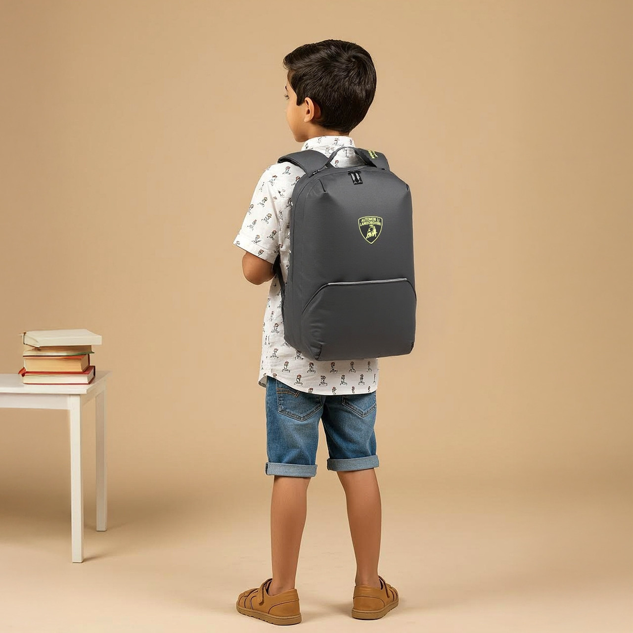Lamborghini Logo Print Backpack with Adjustable Straps and Zip Closure - 17 inches-school-bagsandbackpacks-backpacks-image-3