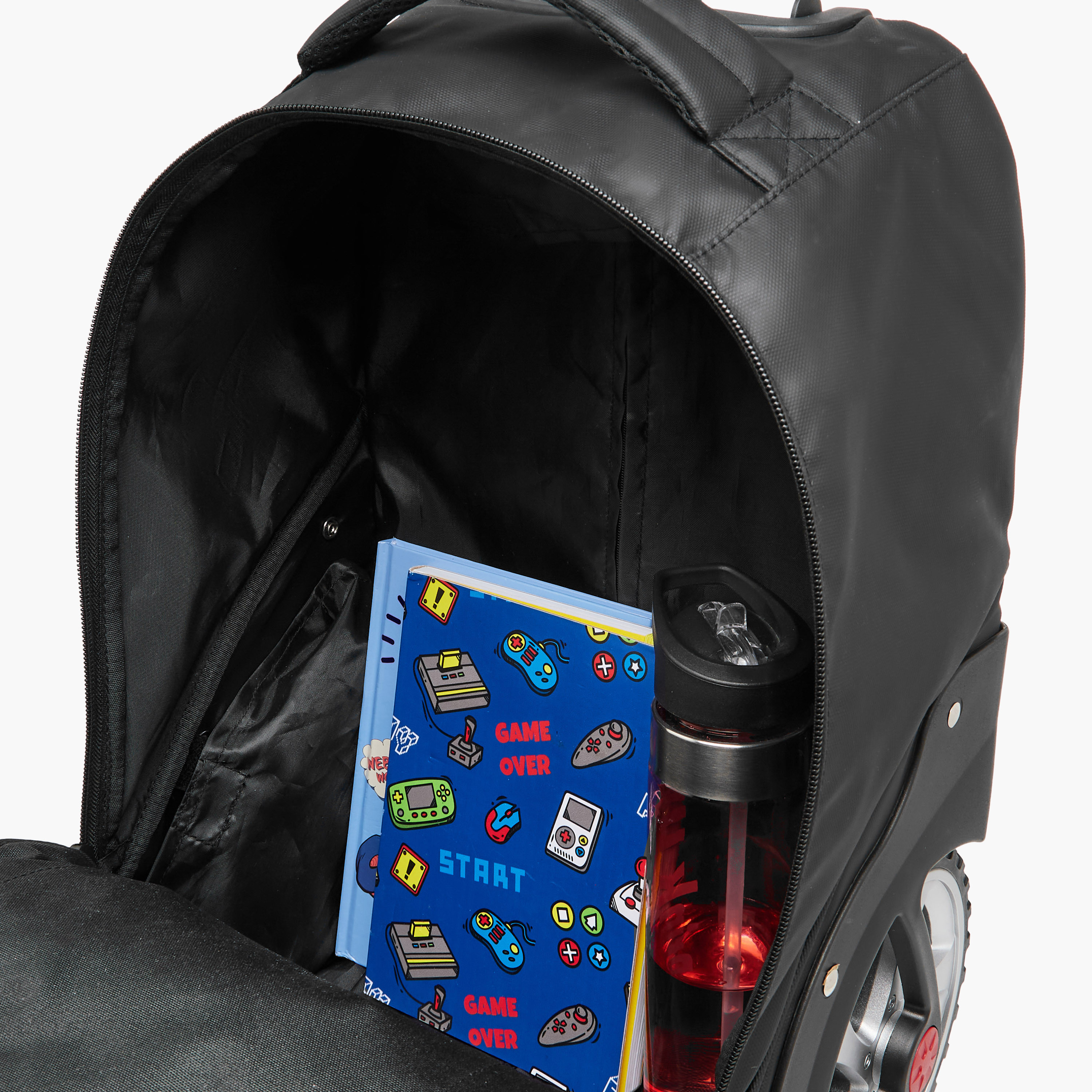 شنطة ترولي للأولاد 8-13 سنة بحزام قابل للتعديل وتصميم رياضي من لامبورجيني-school-bagsandbackpacks-trolleybags-image-17