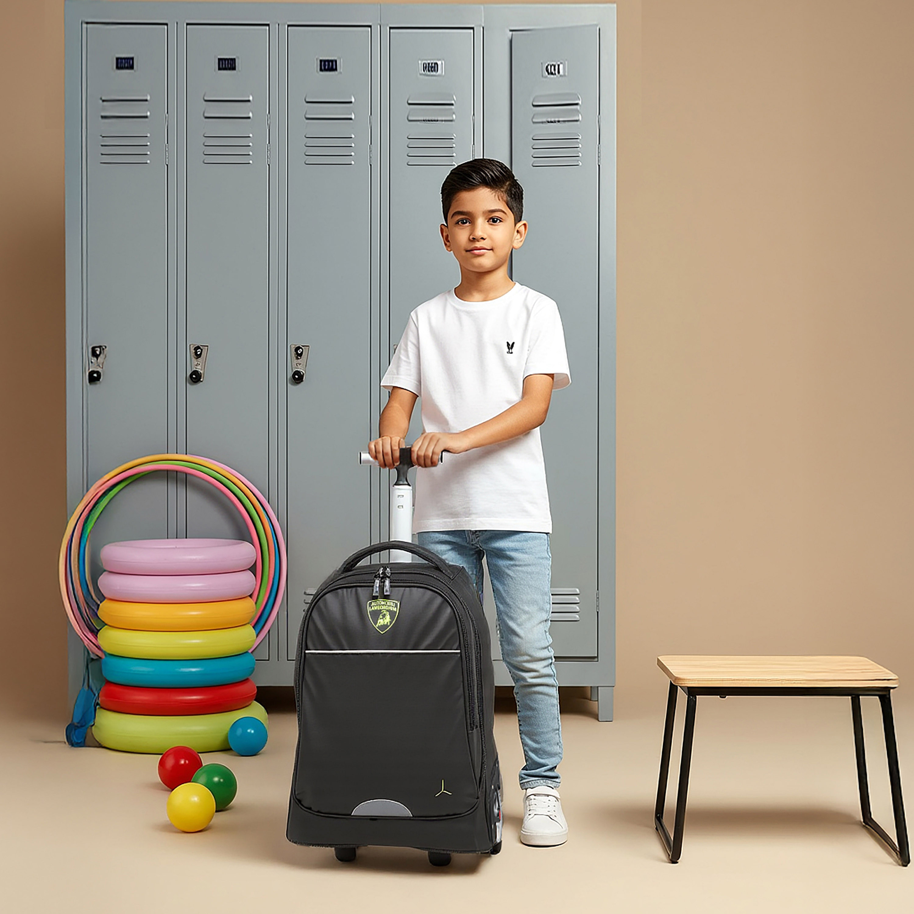شنطة ترولي للأولاد 8-13 سنة بحزام قابل للتعديل وتصميم رياضي من لامبورجيني-school-bagsandbackpacks-trolleybags-image-2