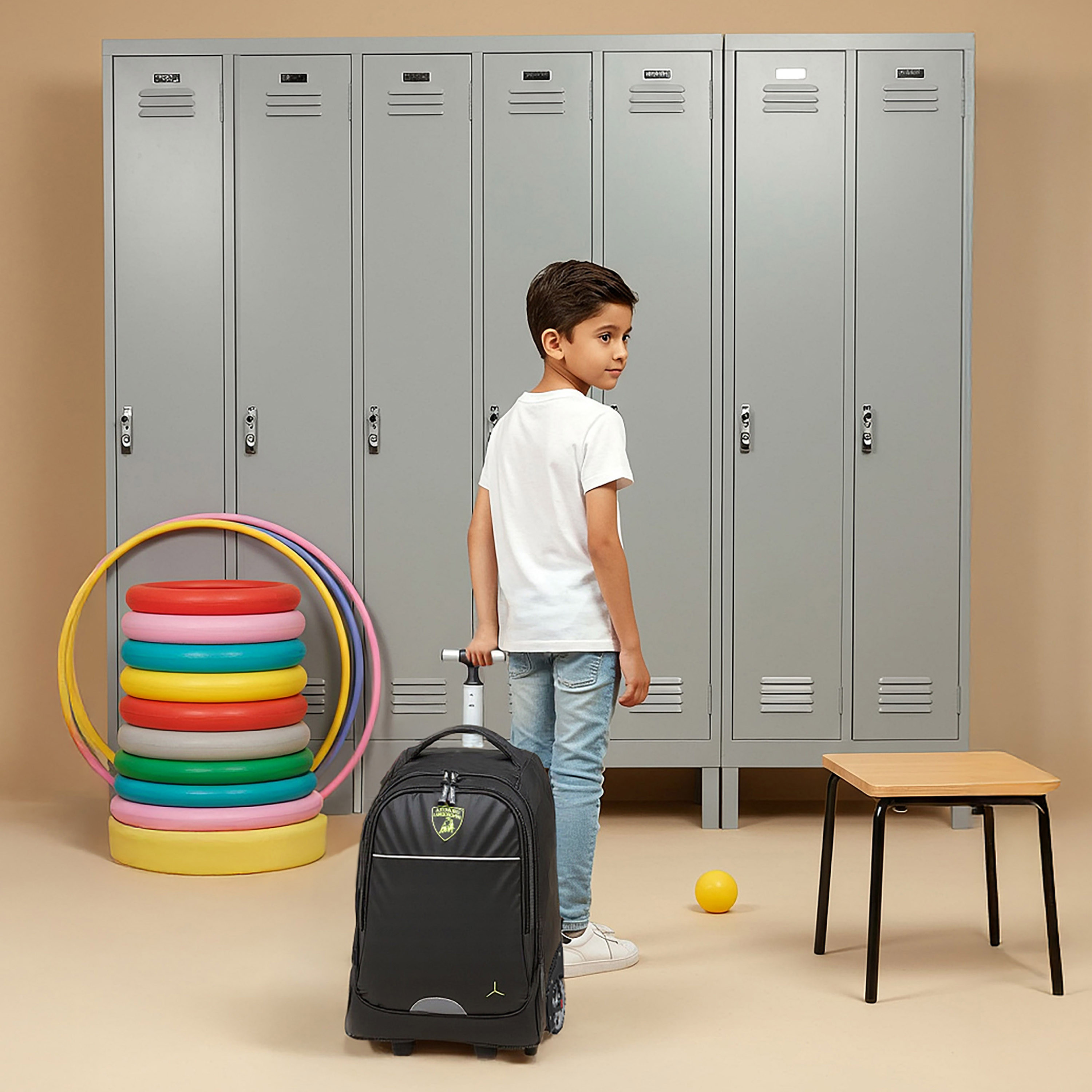 شنطة ترولي للأولاد 8-13 سنة بحزام قابل للتعديل وتصميم رياضي من لامبورجيني-school-bagsandbackpacks-trolleybags-image-3