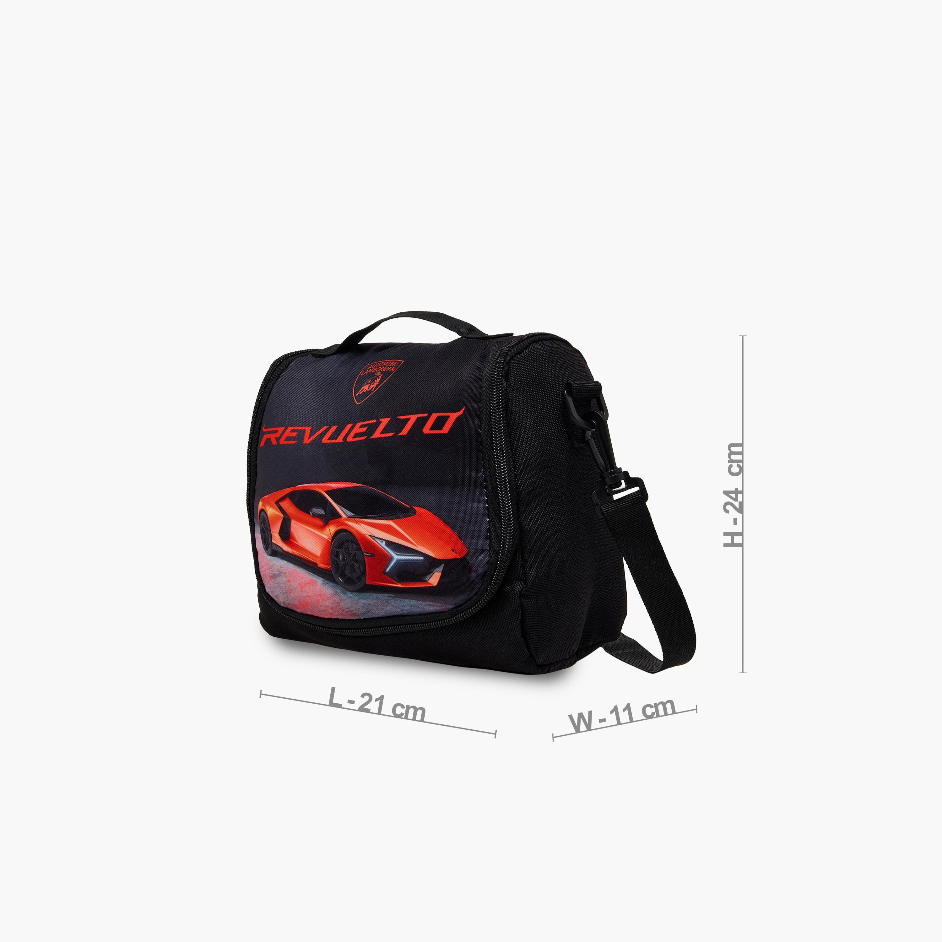 Lamborghini Graphic Print Lunch Bag with Detachable Strap and Zip Closure-school-lunchessentials-lunchbags-image-2